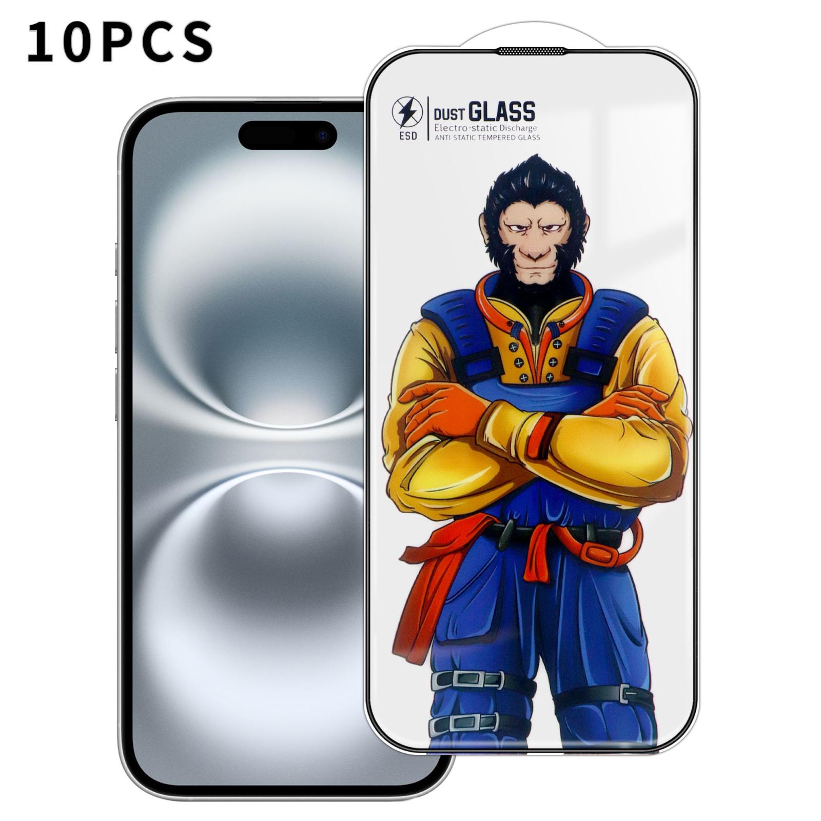For iPhone 16 10pcs Armor Super-Strong 3D Curved 120C Anti-Static High-Aluminum Screen-Printed HD Tempered Glass Film - Shopkiz.com