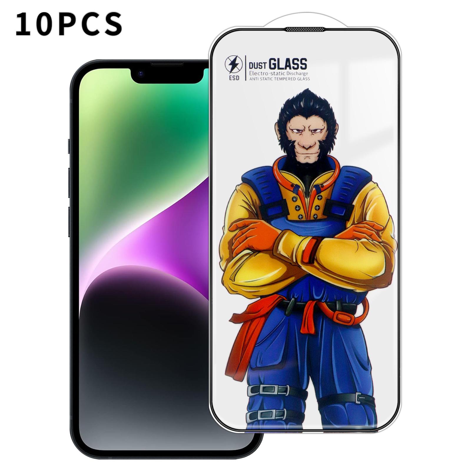 For iPhone 14 Plus 10pcs Armor Super-Strong 3D Curved 120C Anti-Static High-Aluminum Screen-Printed HD Tempered Glass Film - Shopkiz.com