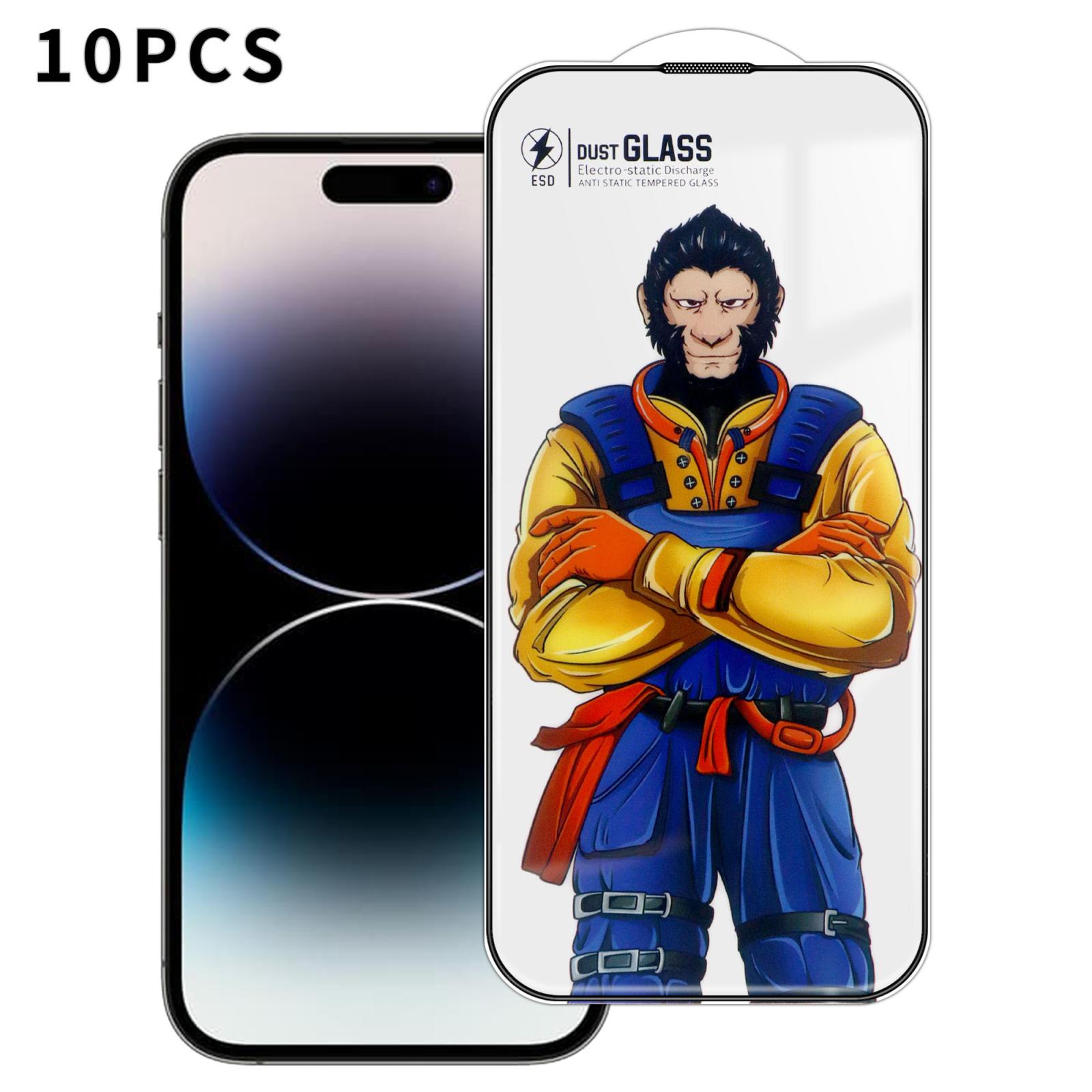 For iPhone 14 Pro 10pcs Armor Super-Strong 3D Curved 120C Anti-Static High-Aluminum Screen-Printed HD Tempered Glass Film - Shopkiz.com