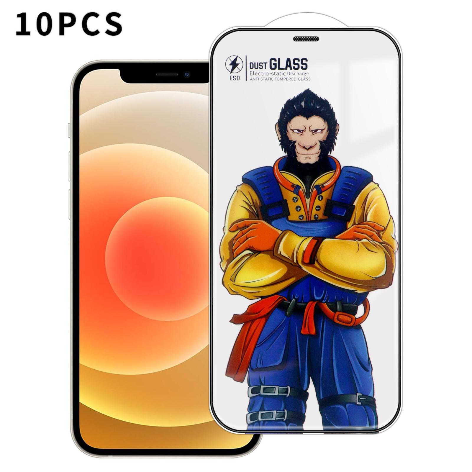 For iPhone 12 10pcs Armor Super-Strong 3D Curved 120C Anti-Static High-Aluminum Screen-Printed HD Tempered Glass Film - Shopkiz.com