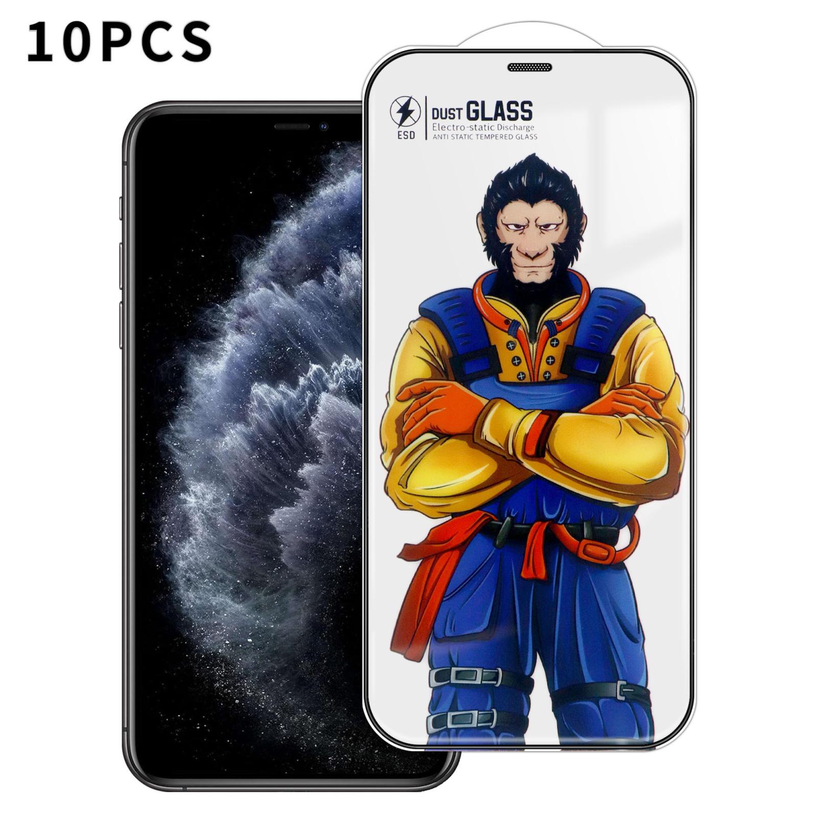 For iPhone 11 Pro Max 10pcs Armor Super-Strong 3D Curved 120C Anti-Static High-Aluminum Screen-Printed HD Tempered Glass Film - Shopkiz.com