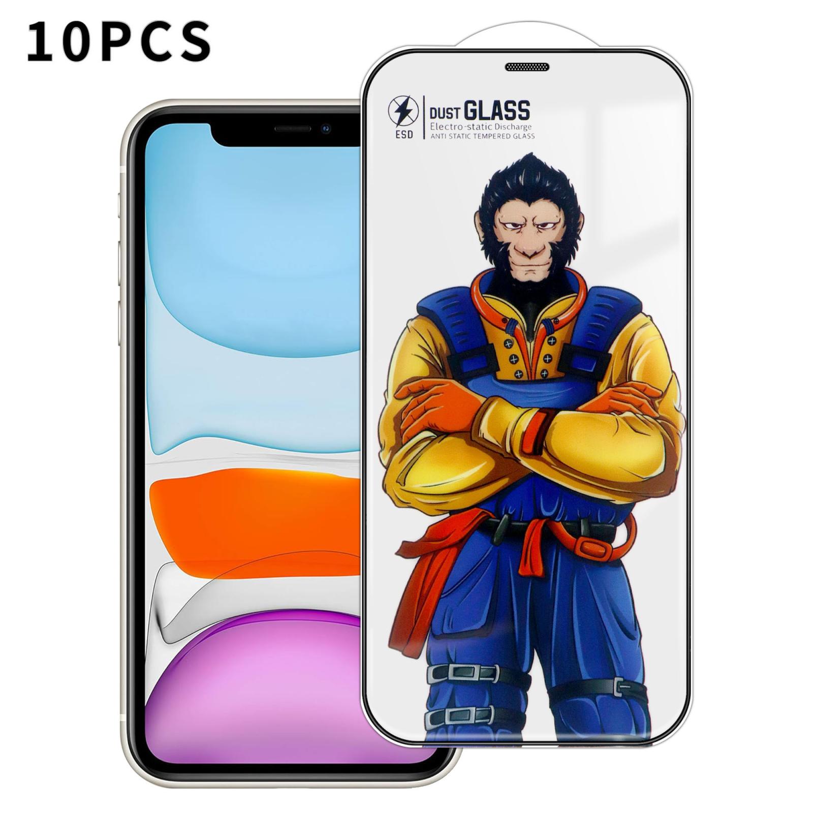 For iPhone 11 10pcs Armor Super-Strong 3D Curved 120C Anti-Static High-Aluminum Screen-Printed HD Tempered Glass Film - Shopkiz.com