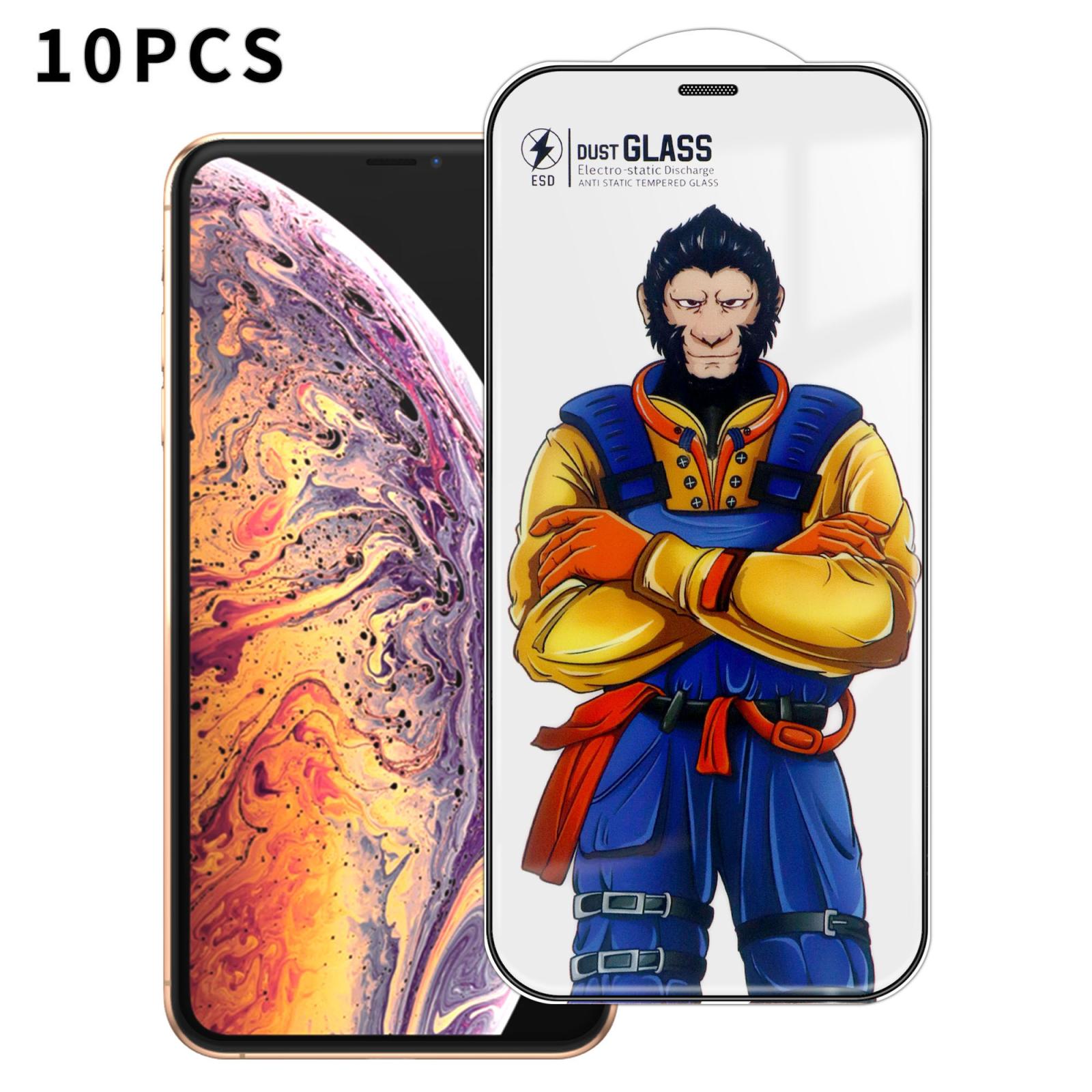 For iPhone XS Max 10pcs Armor Super-Strong 3D Curved 120C Anti-Static High-Aluminum Screen-Printed HD Tempered Glass Film - Shopkiz.com