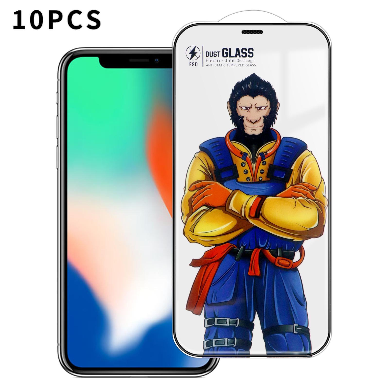 For iPhone X 10pcs Armor Super-Strong 3D Curved 120C Anti-Static High-Aluminum Screen-Printed HD Tempered Glass Film - Shopkiz.com
