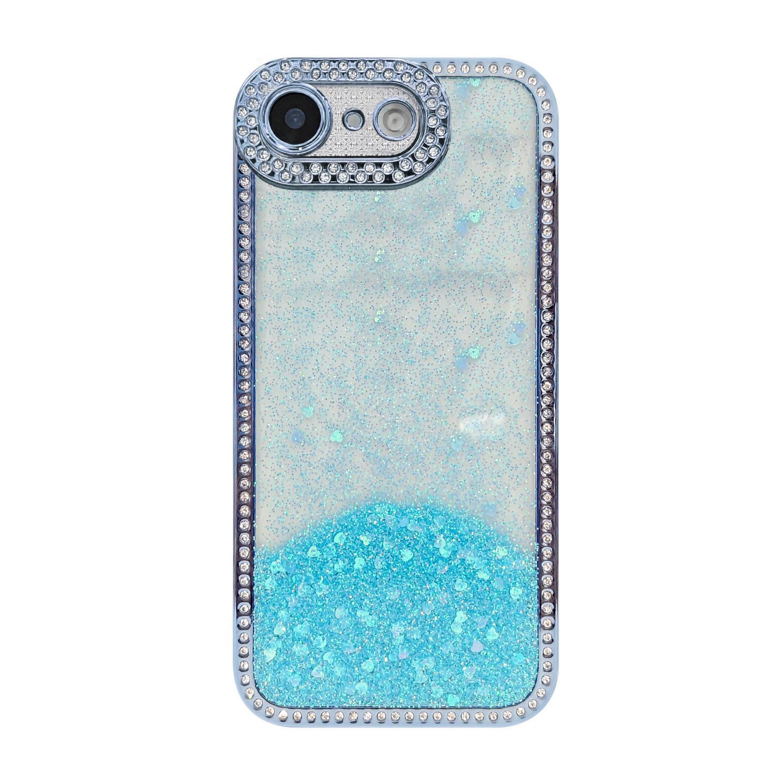 For iPhone 17e / 16e Diamond Gradient Glitter Sequins Plated Phone Case(Blue) - Shopkiz.com