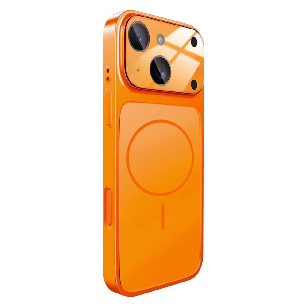 For iPhone 14 Plus Change to 17 Big Lens Window Frosted MagSafe Phone Case(Orange) - Shopkiz.com