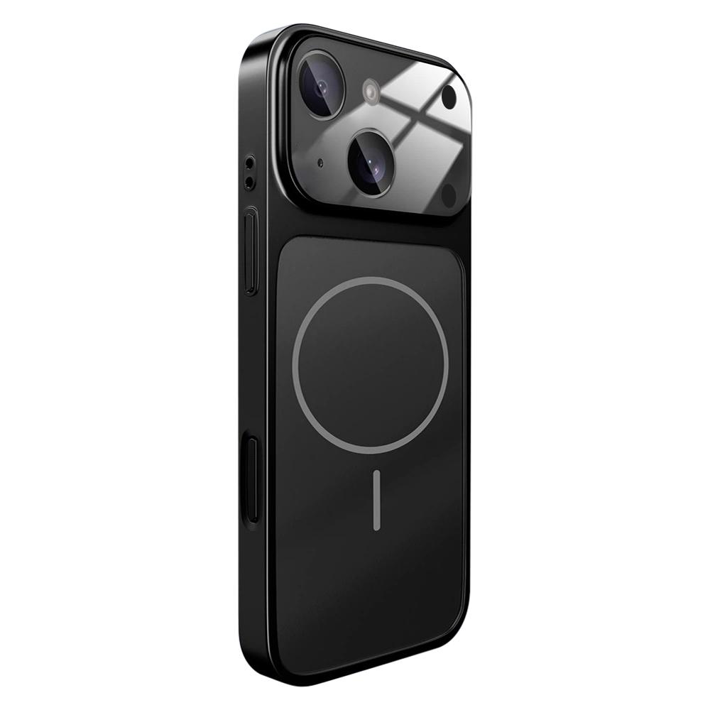 For iPhone 15 Plus Change to 17 Big Lens Window Frosted MagSafe Phone Case(Black) - Shopkiz.com