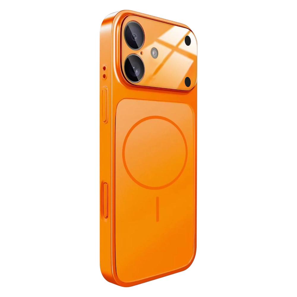 For iPhone 16 Change to 17 Big Lens Window Frosted MagSafe Phone Case(Orange) - Shopkiz.com