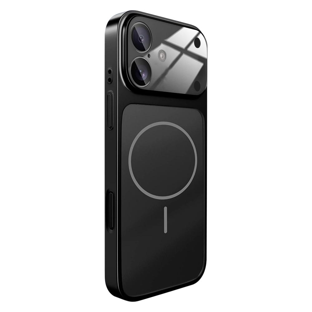 For iPhone 16 Change to 17 Big Lens Window Frosted MagSafe Phone Case(Black) - Shopkiz.com