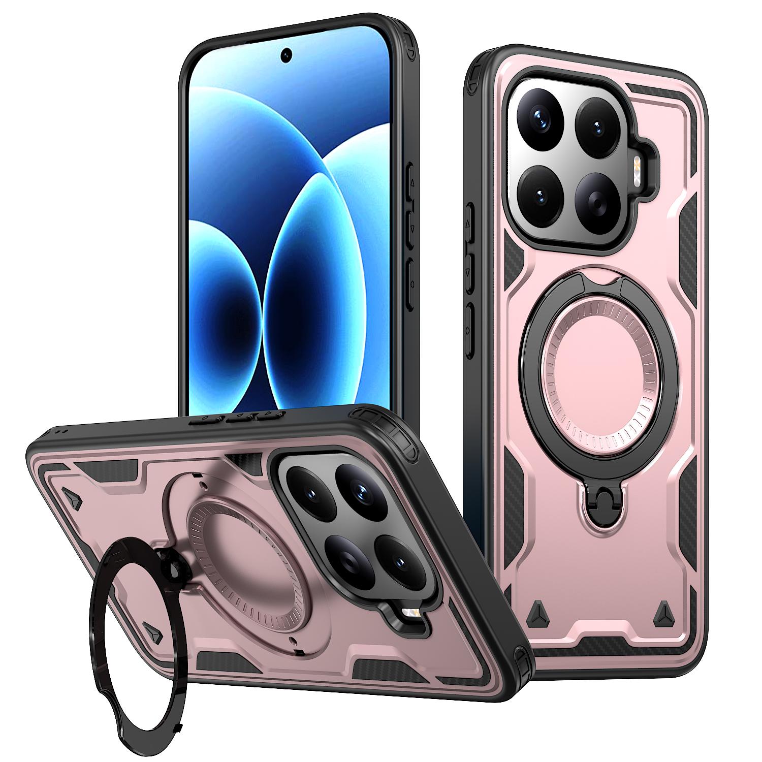 For Xiaomi 17T Pro 5G Kalebol PC Hybrid TPU Armor MagSafe Ring Holder Phone Case(Rose Gold) - Shopkiz.com