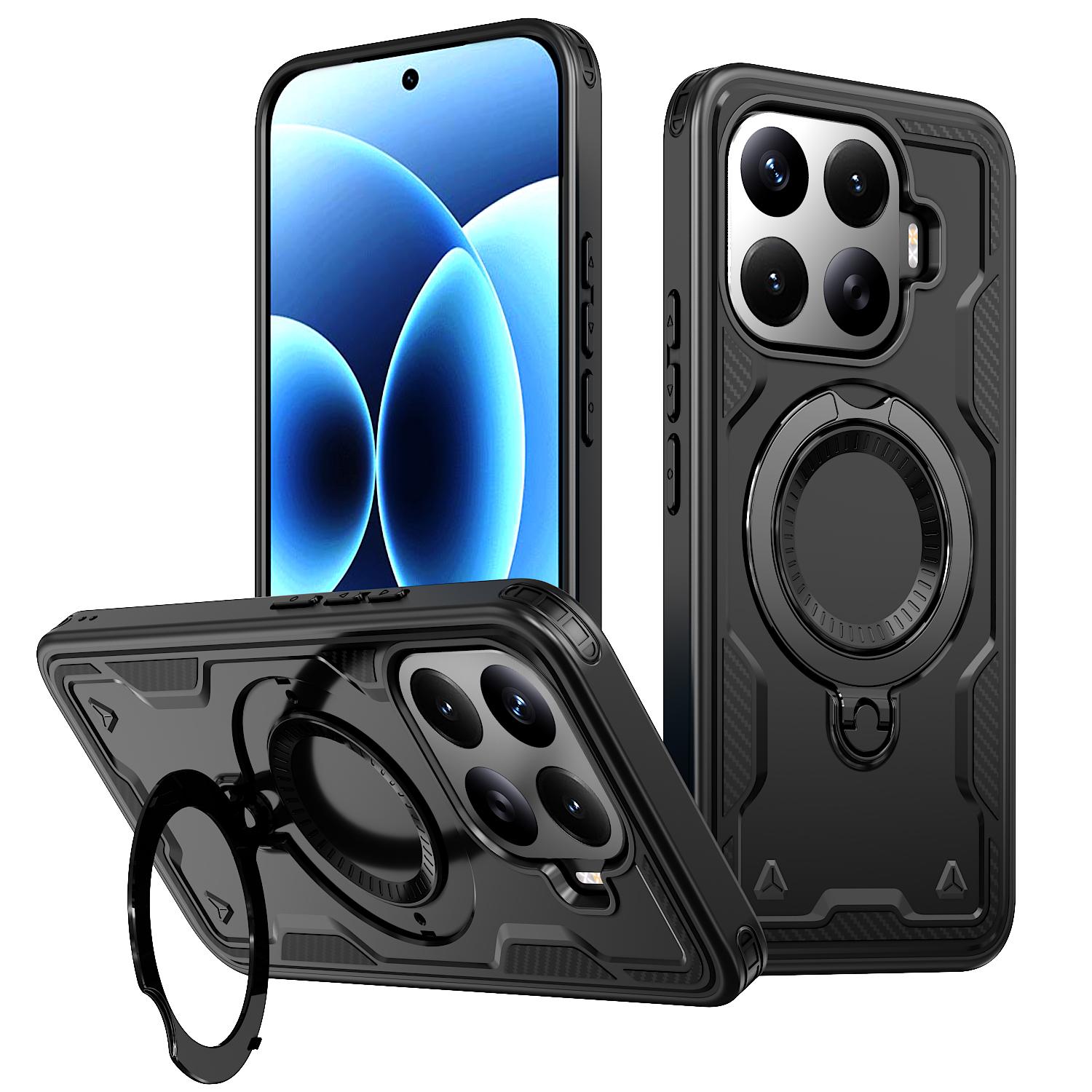 For Xiaomi 17T 5G Kalebol PC Hybrid TPU Armor MagSafe Ring Holder Phone Case(Black) - Shopkiz.com
