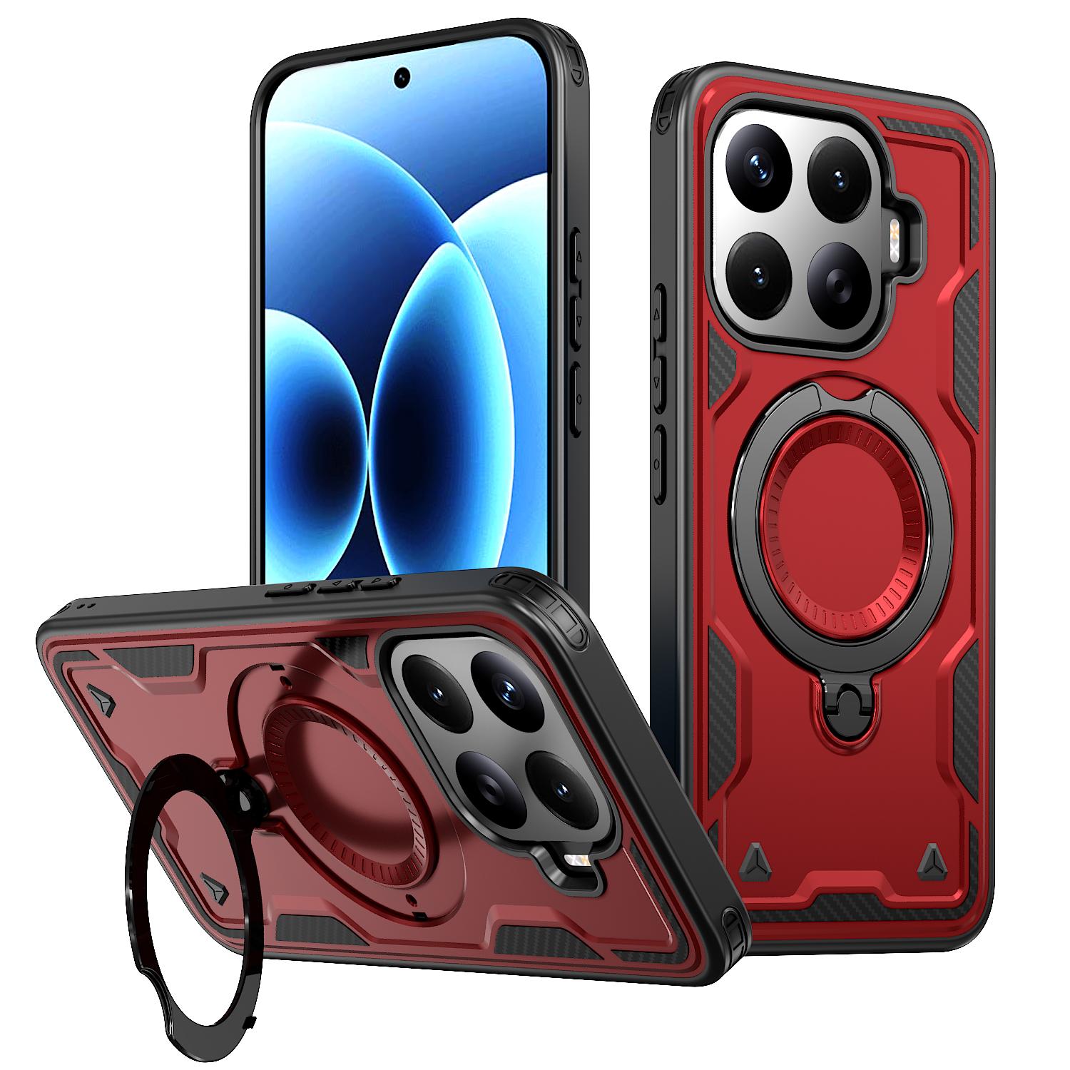 For Xiaomi 17T 5G Kalebol PC Hybrid TPU Armor MagSafe Ring Holder Phone Case(Red) - Shopkiz.com