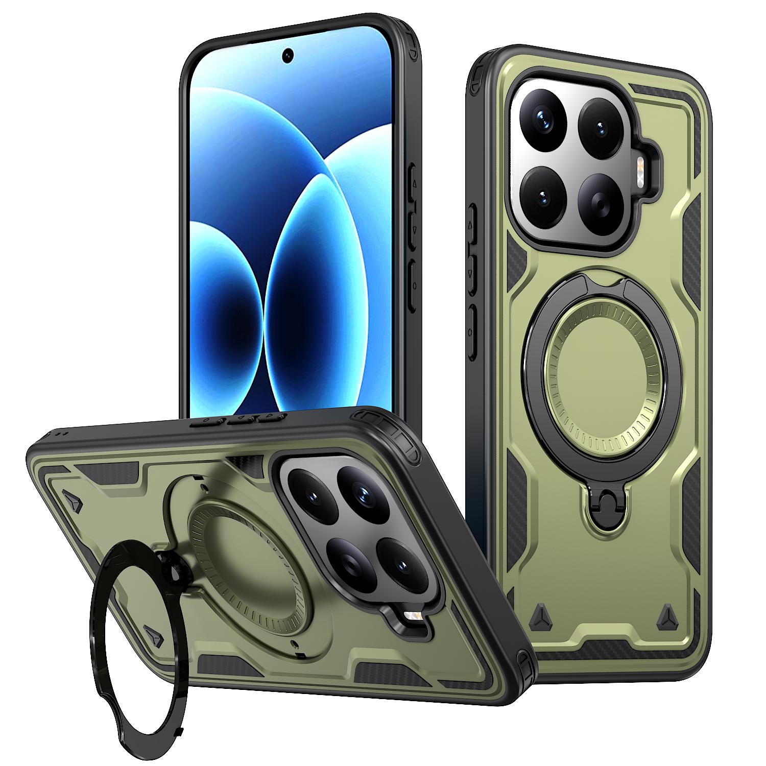 For Xiaomi 17T 5G Kalebol PC Hybrid TPU Armor MagSafe Ring Holder Phone Case(Green) - Shopkiz.com