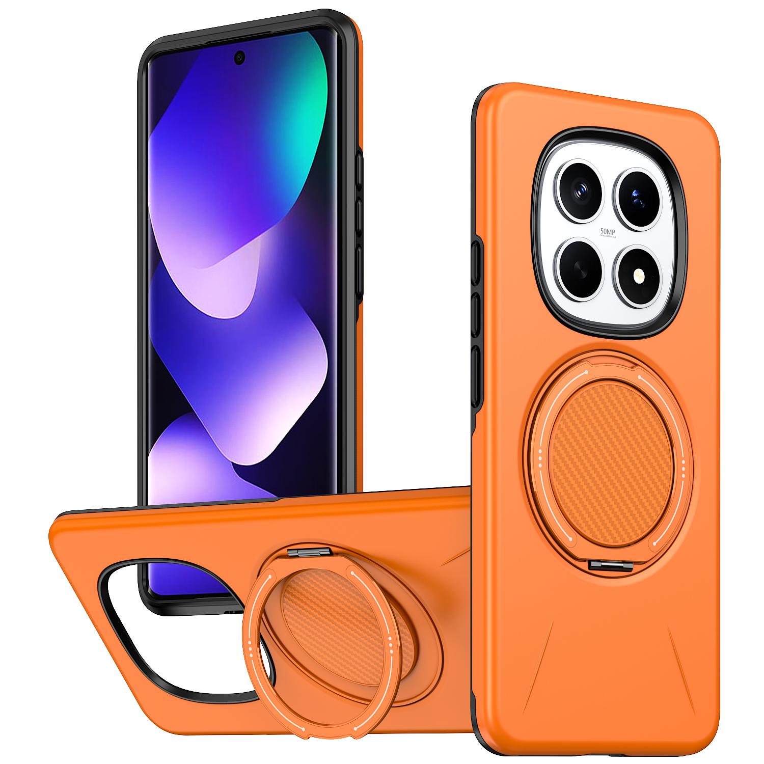For Redmi Note15 Pro 4G Global 163.2mm Kalebol Magnetic MagSafe Rotation Holder PC Phone Case(Orange) - Shopkiz.com