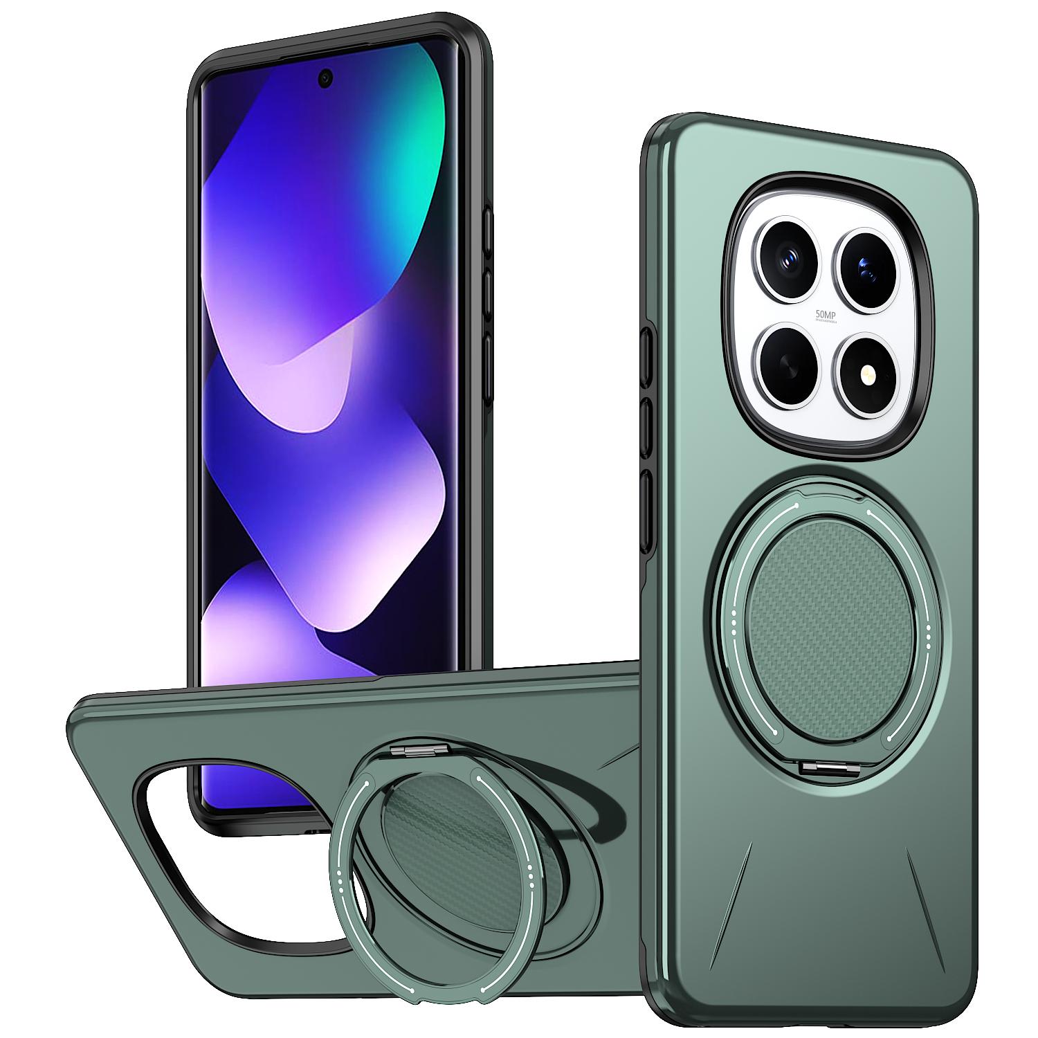 For Redmi Note15 Pro 4G Global 163.2mm Kalebol Magnetic MagSafe Rotation Holder PC Phone Case(Grey Green) - Shopkiz.com