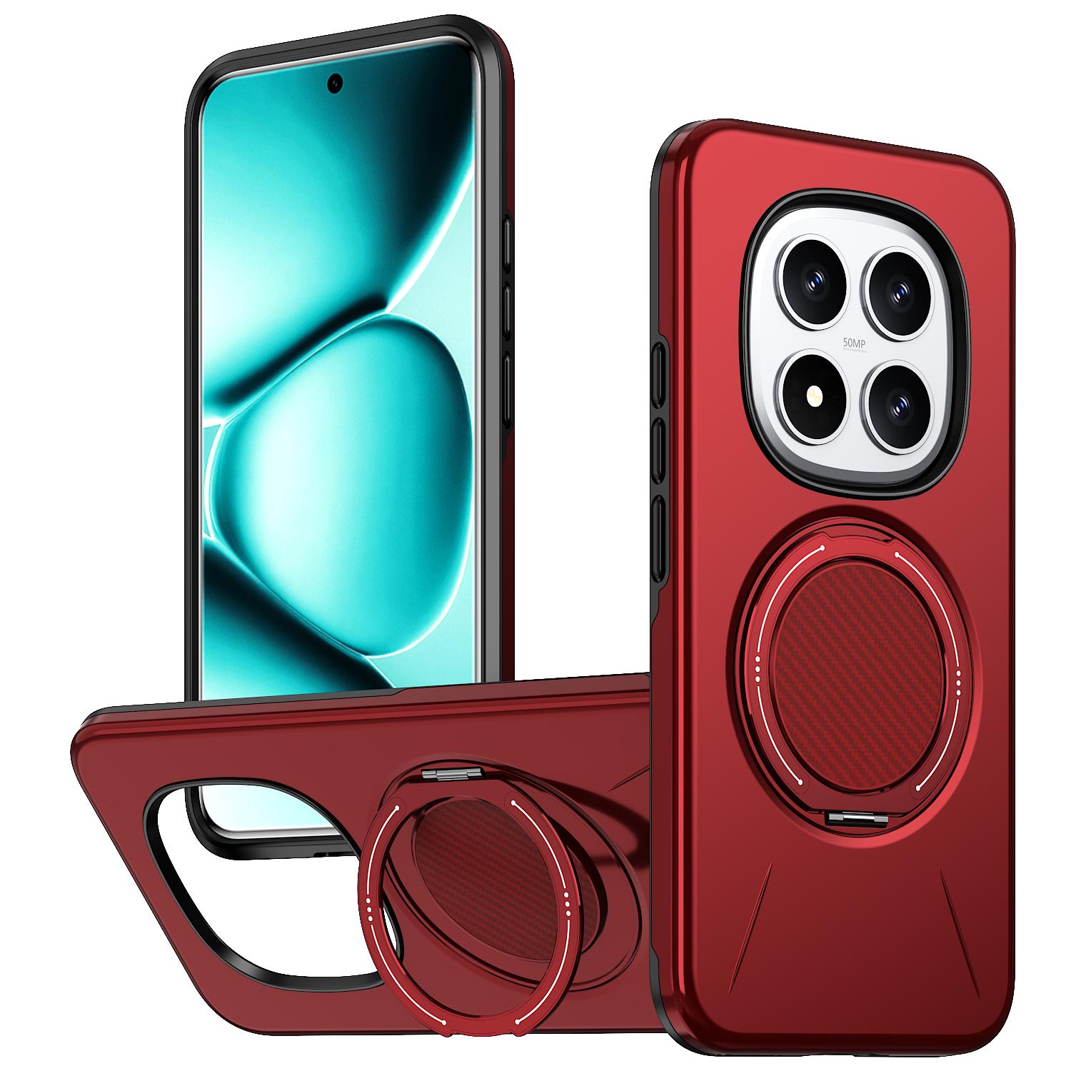 For Redmi Note15 Pro+ 5G Global 163.3mm Kalebol Magnetic MagSafe Rotation Holder PC Phone Case(Red) - Shopkiz.com