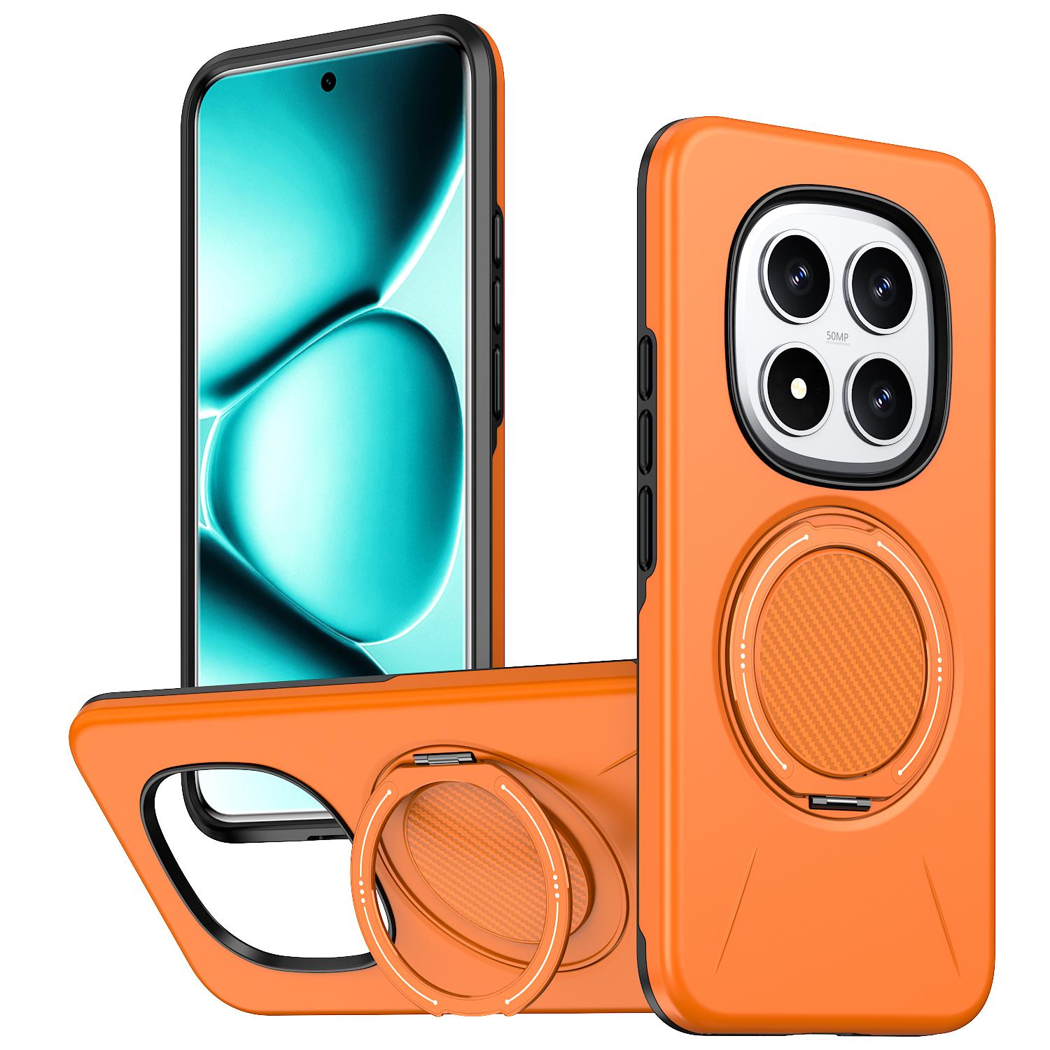For Redmi Note15 Pro+ 5G Global 163.3mm Kalebol Magnetic MagSafe Rotation Holder PC Phone Case(Orange) - Shopkiz.com