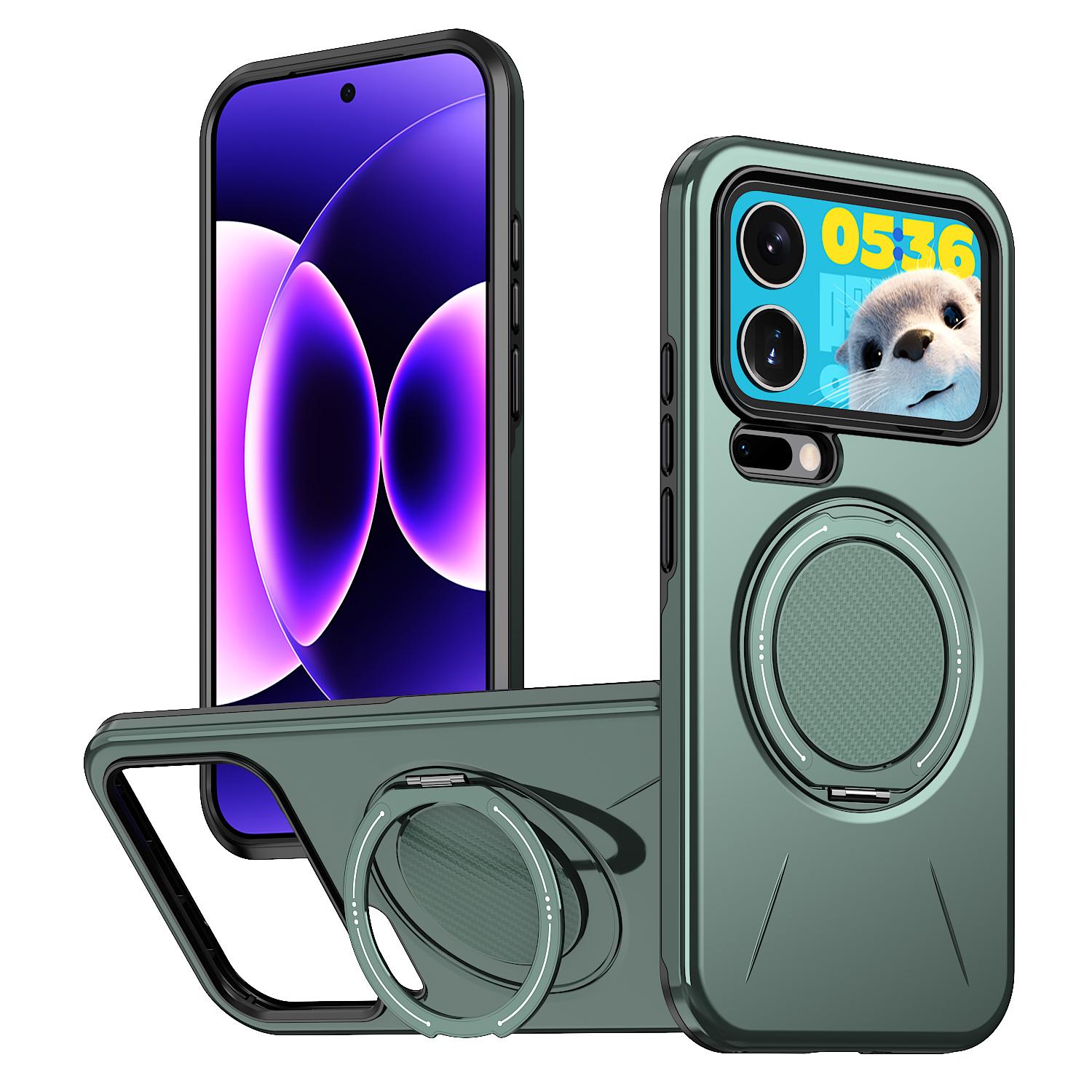 For Xiaomi 17 Pro Kalebol Magnetic MagSafe Rotation Holder PC Phone Case(Grey Green) - Shopkiz.com
