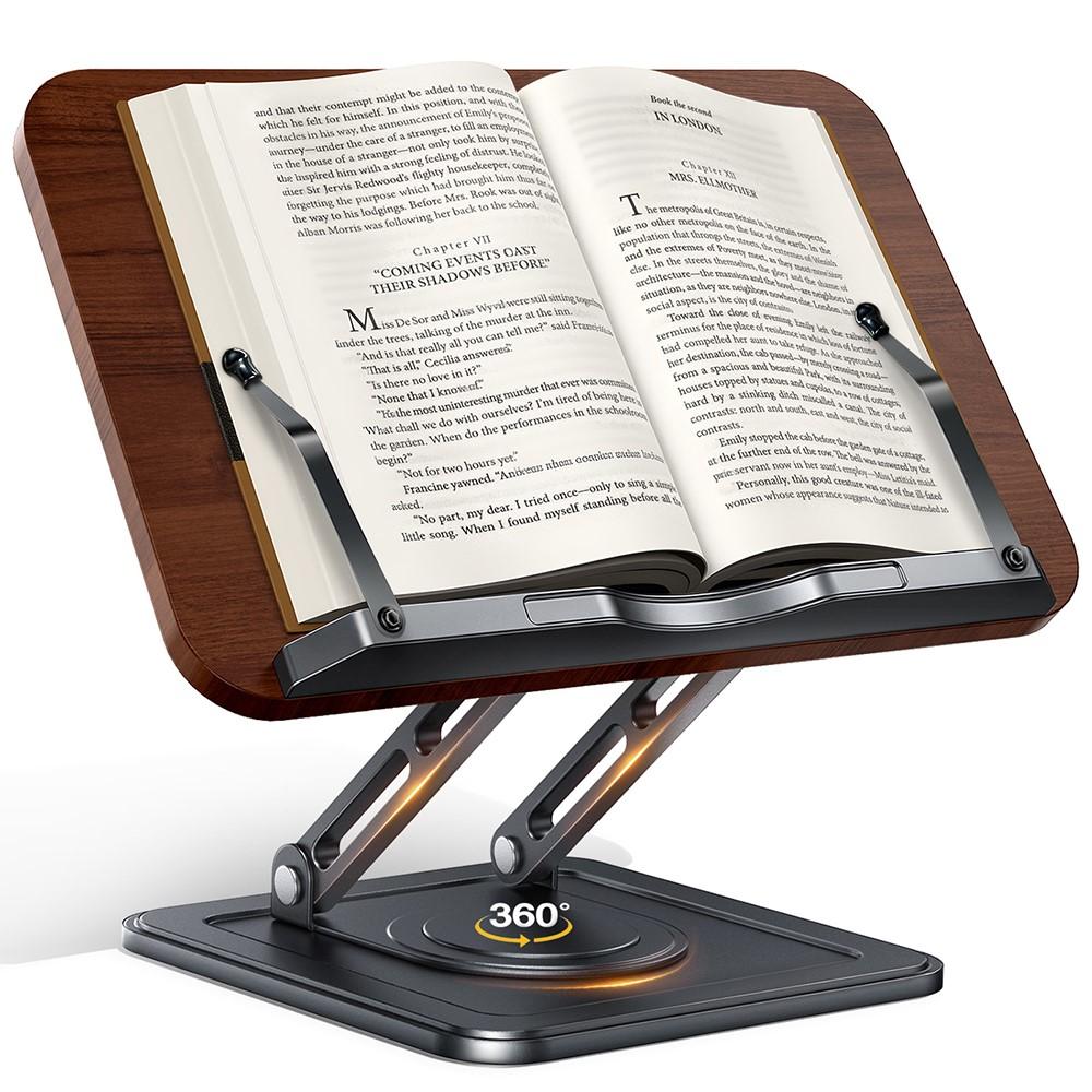 RS-01 Wooden Panel Laptop Support Desktop Book Holder Multifunctional Rotating Reading Stand - Shopkiz.com