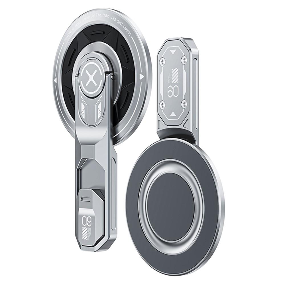 T9 Double Sided Adhesive Ring Grip 360 Degree Rotation Folding Magnetic Phone Holder(Silver) - Shopkiz.com