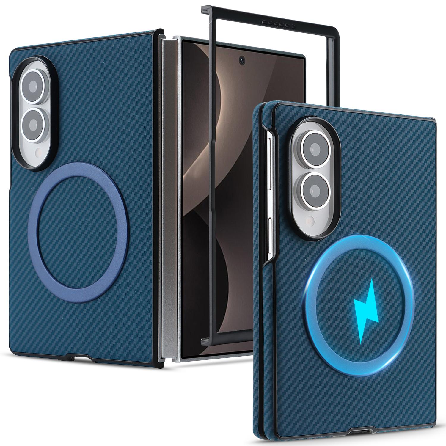 For Galaxy Z Fold8 5G Kalebol Carbon Fiber MagSafe Phone Case(Blue) - Shopkiz.com