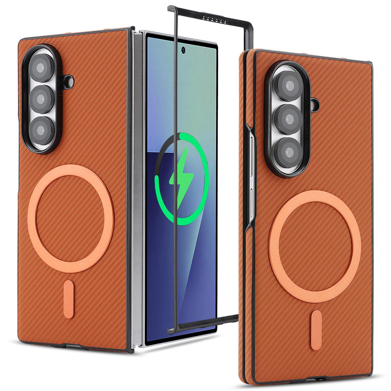 For Galaxy Z Fold8 Ultra 5G Kalebol Carbon Fiber MagSafe Phone Case(Brown) - Shopkiz.com