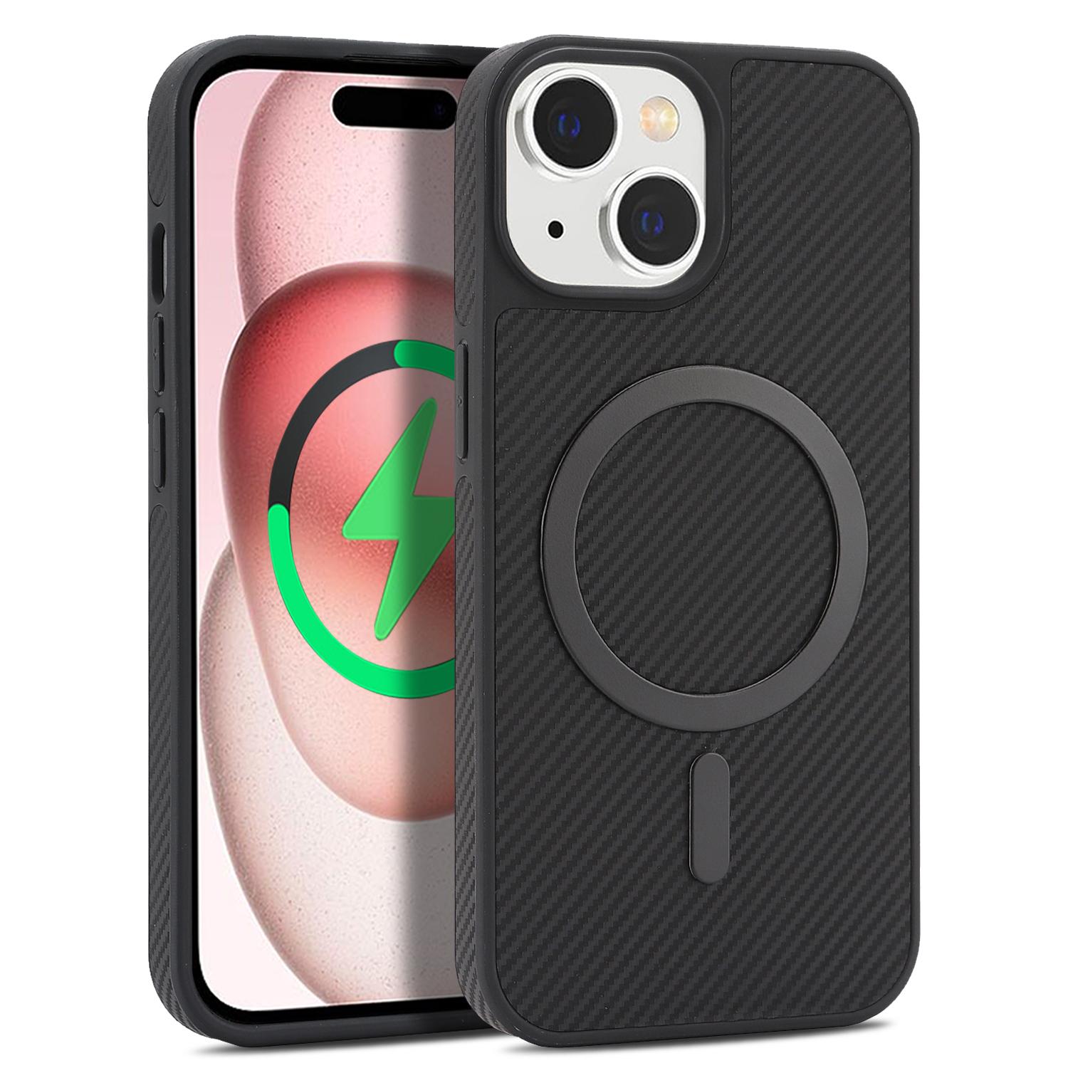 For iPhone 14 Kalebol Carbon Fiber MagSafe Phone Case(Black) - Shopkiz.com