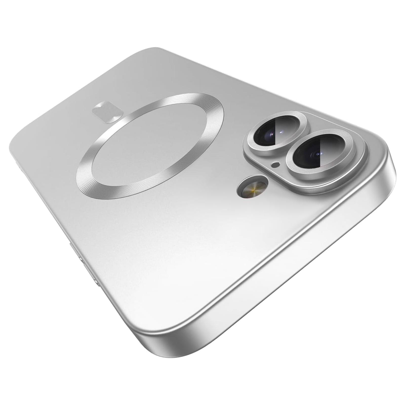 For iPhone 17 Ultra thin Metallic TPU MagSafe Phone Case with Lens Film(Silver) - Shopkiz.com