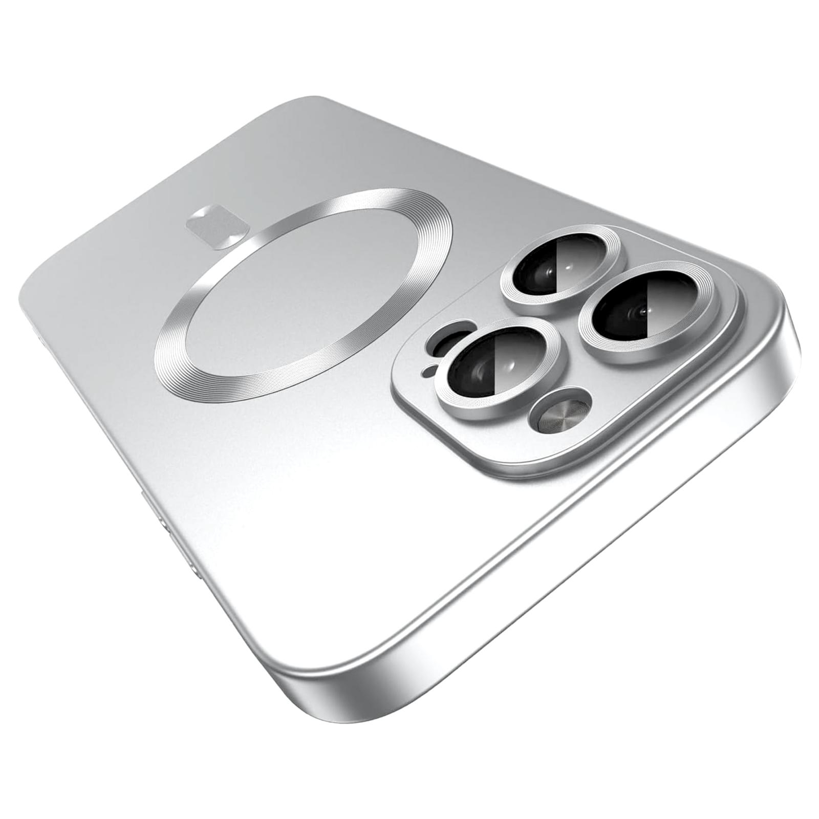 For iPhone 13 Pro Max Ultra thin Metallic TPU MagSafe Phone Case with Lens Film(Silver) - Shopkiz.com