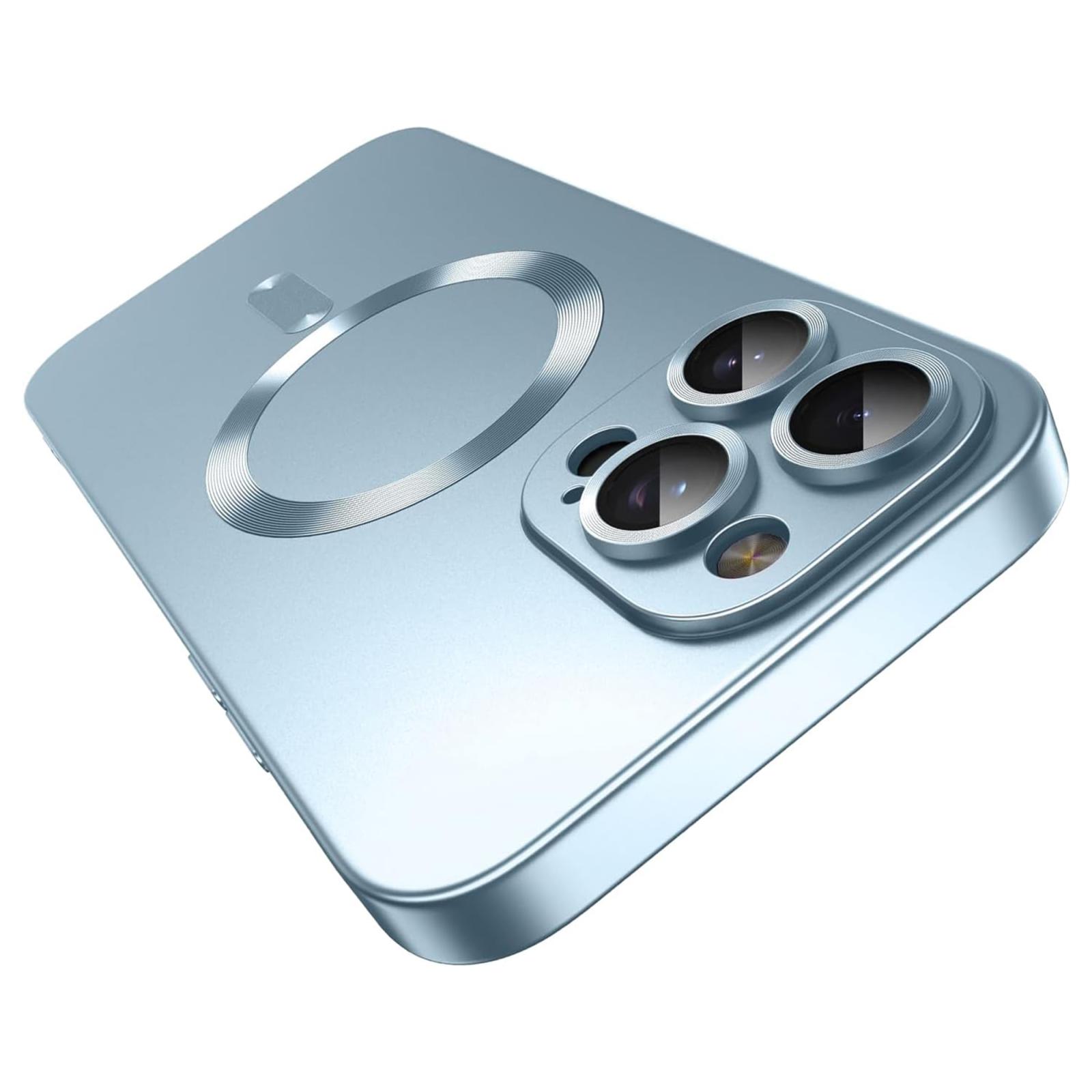 For iPhone 13 Pro Ultra thin Metallic TPU MagSafe Phone Case with Lens Film(Sierra Blue) - Shopkiz.com