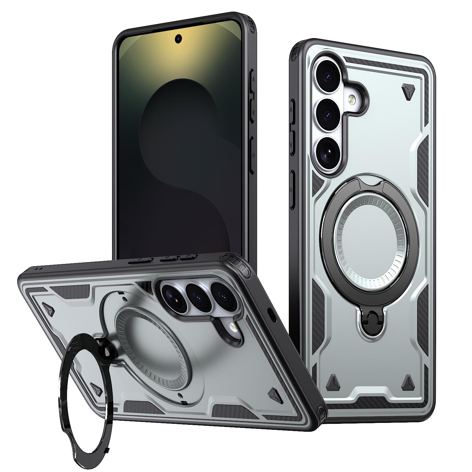 For Galaxy S26+ 5G Kalebol PC Hybrid TPU Armor MagSafe Ring Holder Phone Case(Gray) - Shopkiz.com