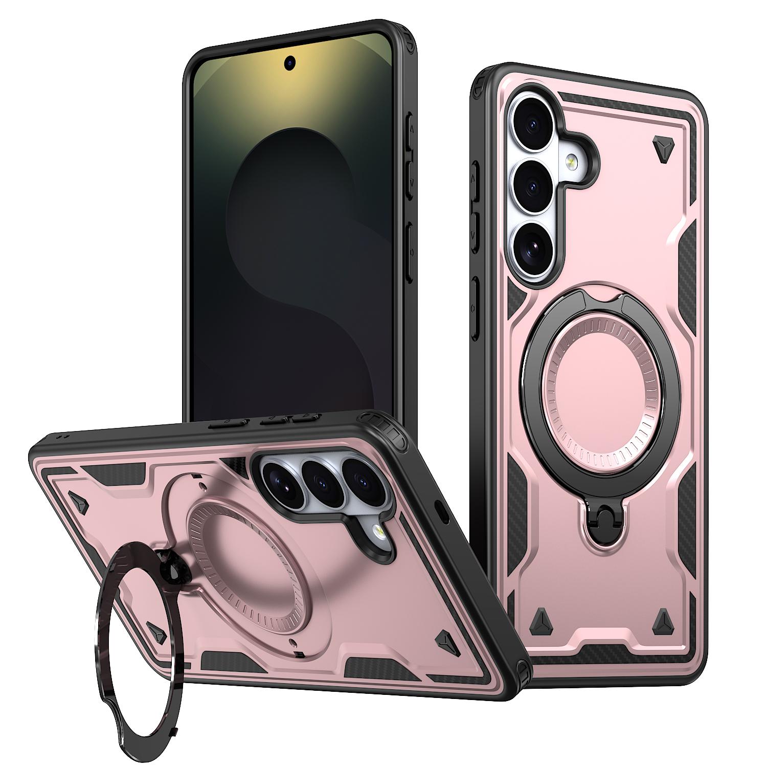 For Galaxy S26 5G Kalebol PC Hybrid TPU Armor MagSafe Ring Holder Phone Case(Rose Gold) - Shopkiz.com