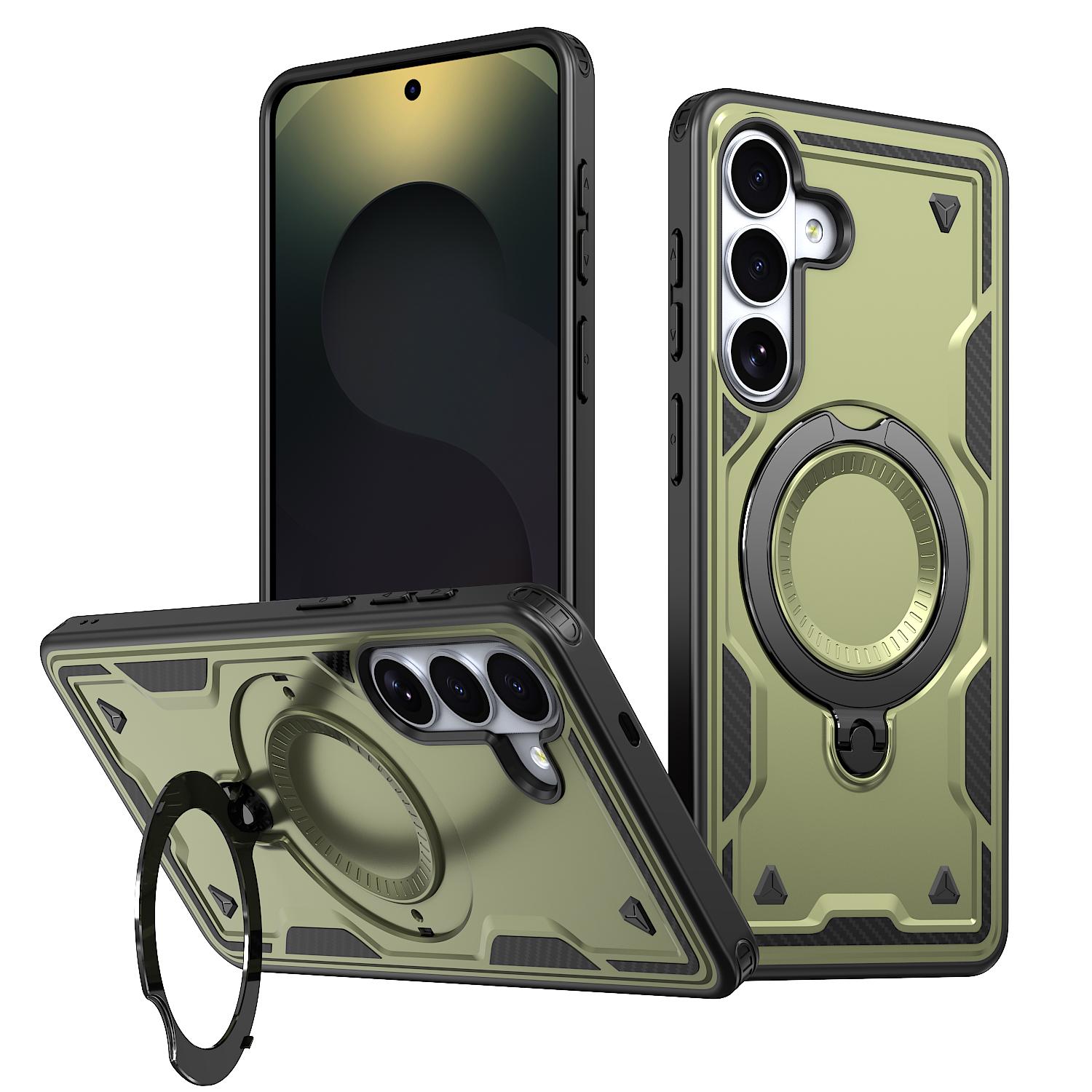 For Galaxy S26 FE 5G Kalebol PC Hybrid TPU Armor MagSafe Ring Holder Phone Case(Green) - Shopkiz.com