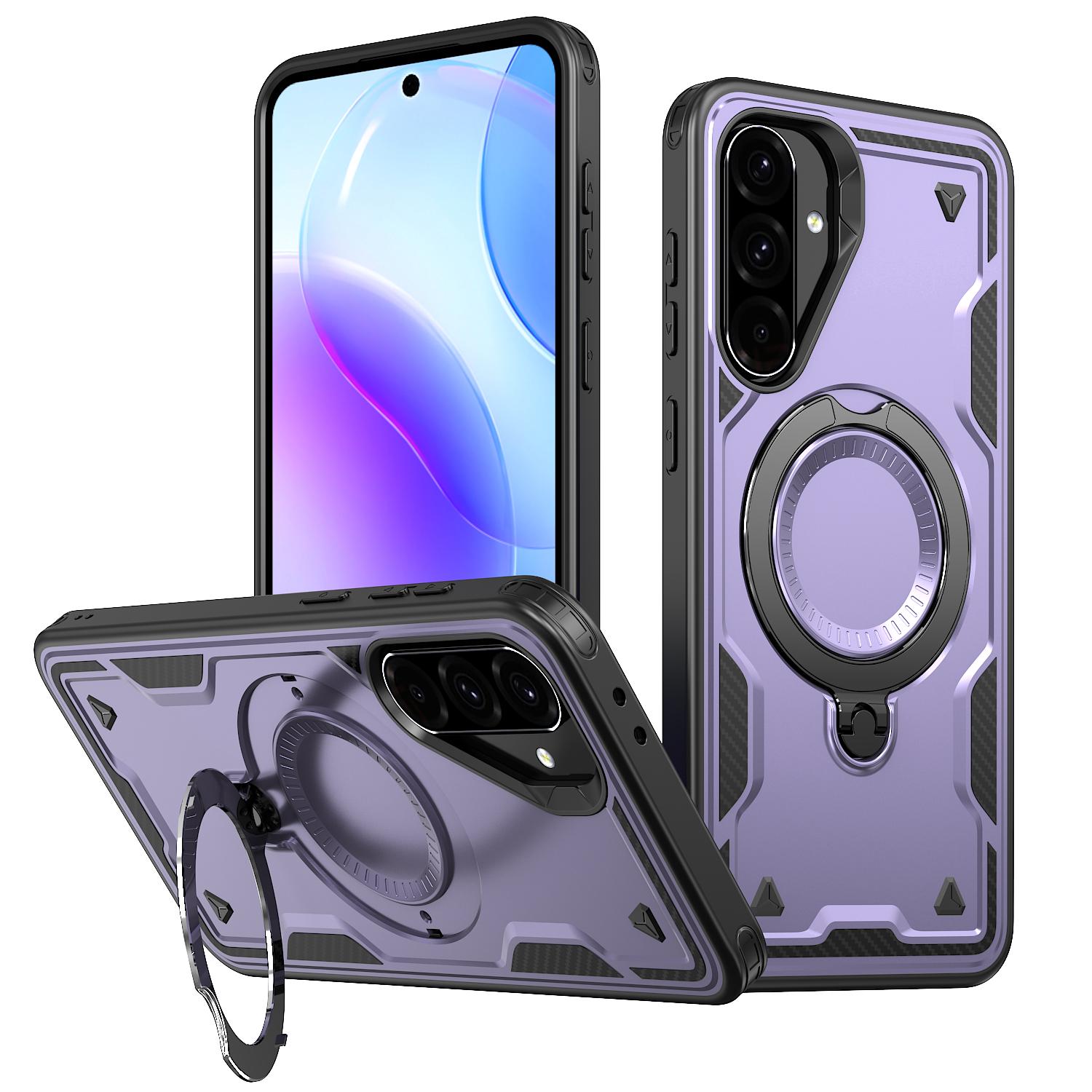 For Galaxy A37 5G Kalebol PC Hybrid TPU Armor MagSafe Ring Holder Phone Case(Purple) - Shopkiz.com