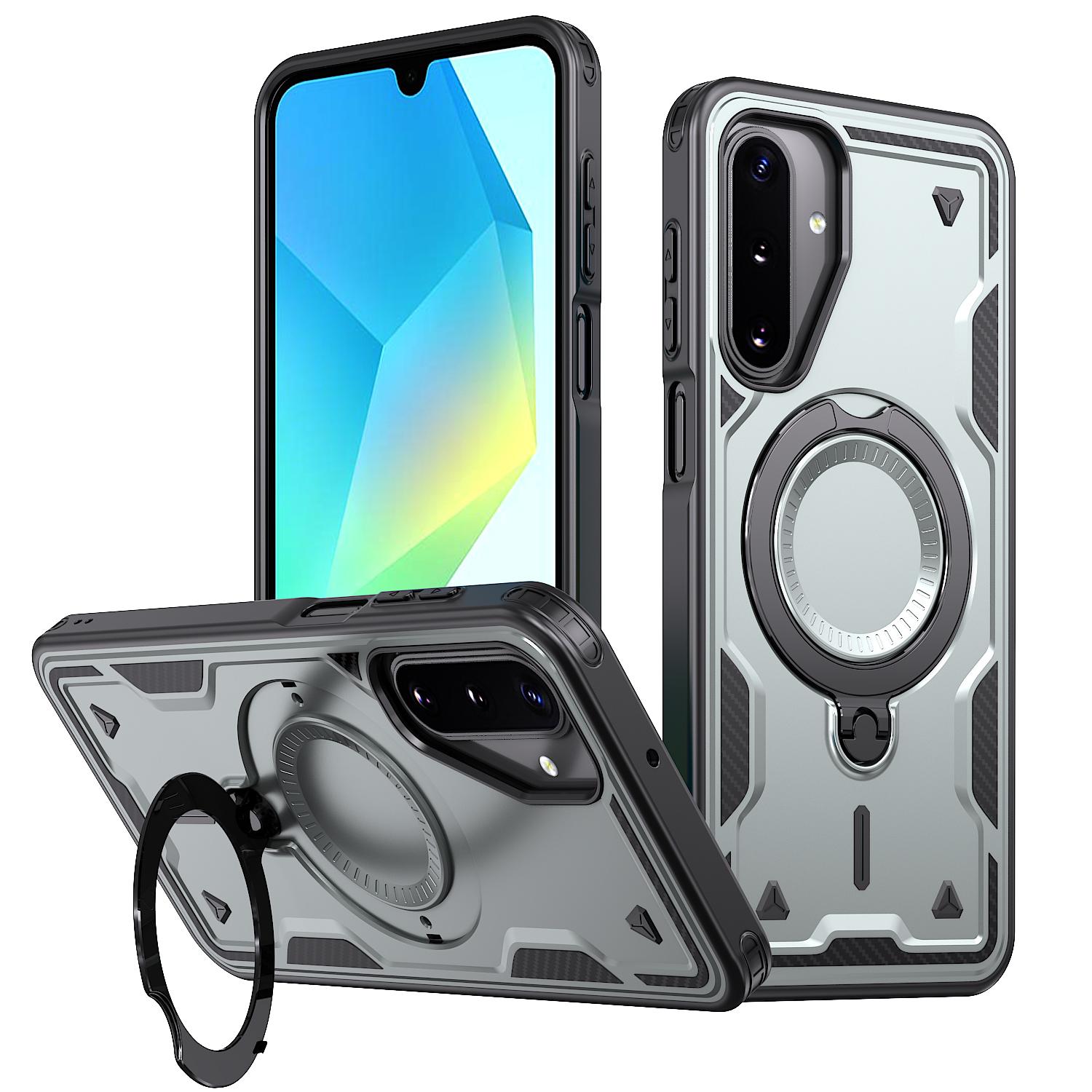 For Galaxy A17 4G / 5G Kalebol PC Hybrid TPU Armor MagSafe Ring Holder Phone Case(Gray) - Shopkiz.com