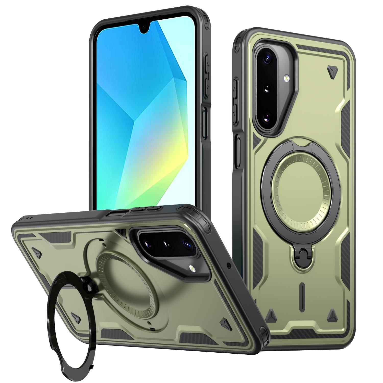For Galaxy A17 4G / 5G Kalebol PC Hybrid TPU Armor MagSafe Ring Holder Phone Case(Green) - Shopkiz.com