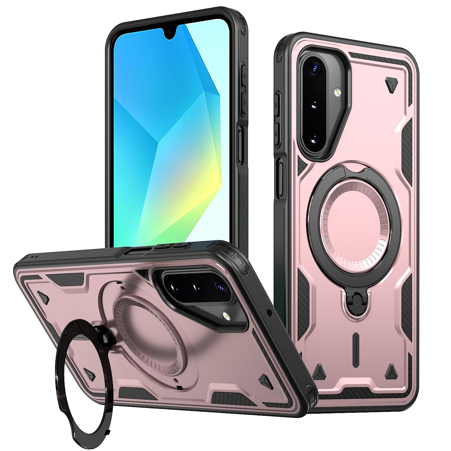 For Galaxy A17 4G / 5G Kalebol PC Hybrid TPU Armor MagSafe Ring Holder Phone Case(Rose Gold) - Shopkiz.com