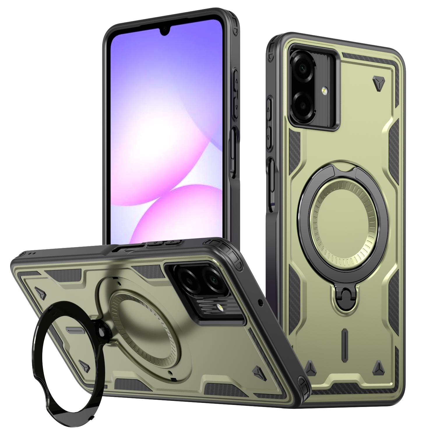 For Galaxy A07 4G / 5G Kalebol PC Hybrid TPU Armor MagSafe Ring Holder Phone Case(Green) - Shopkiz.com