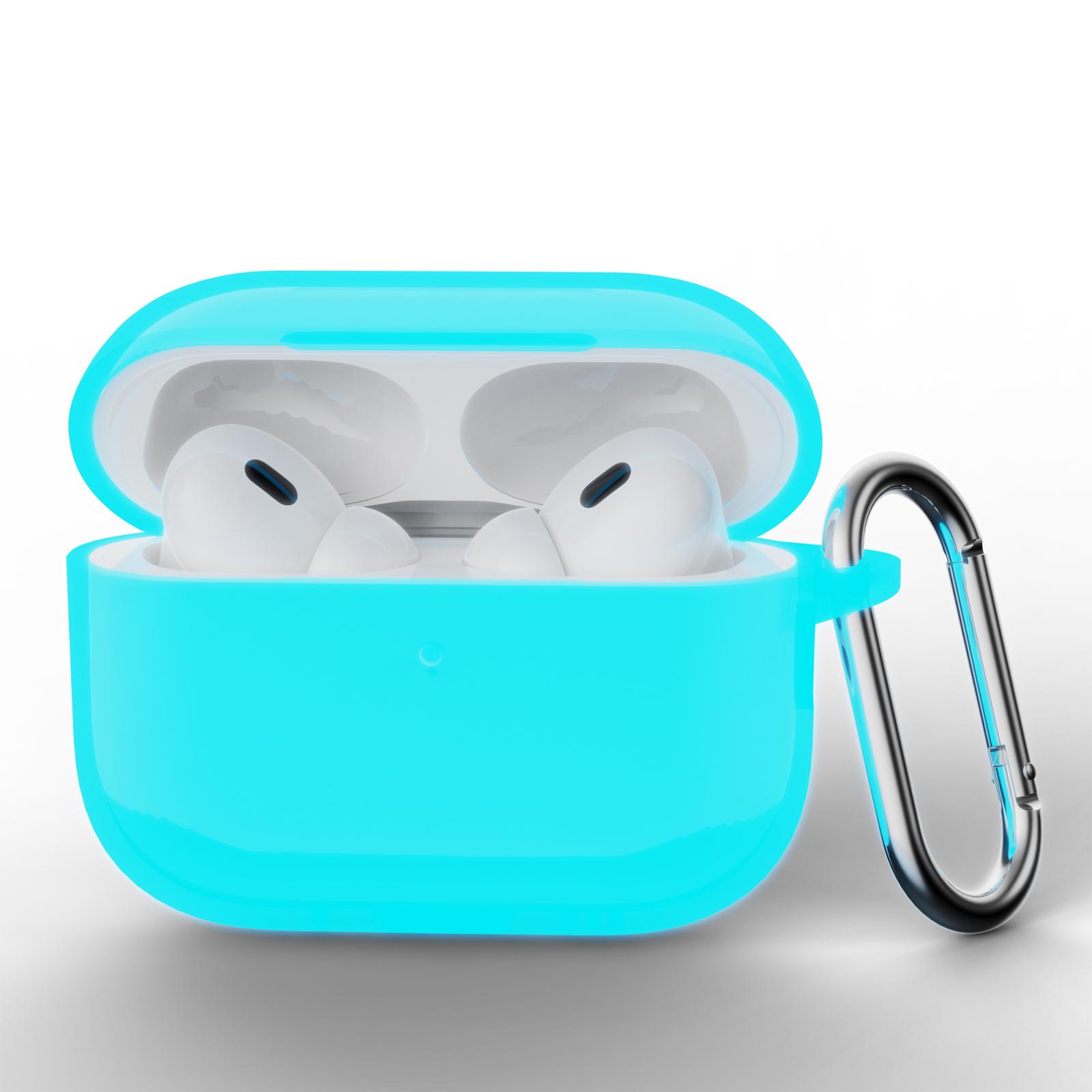 For AirPods Pro 3 Simple Solid Color Silicone Protective Cover with Hook(Glow-in-the-Dark) - Shopkiz.com