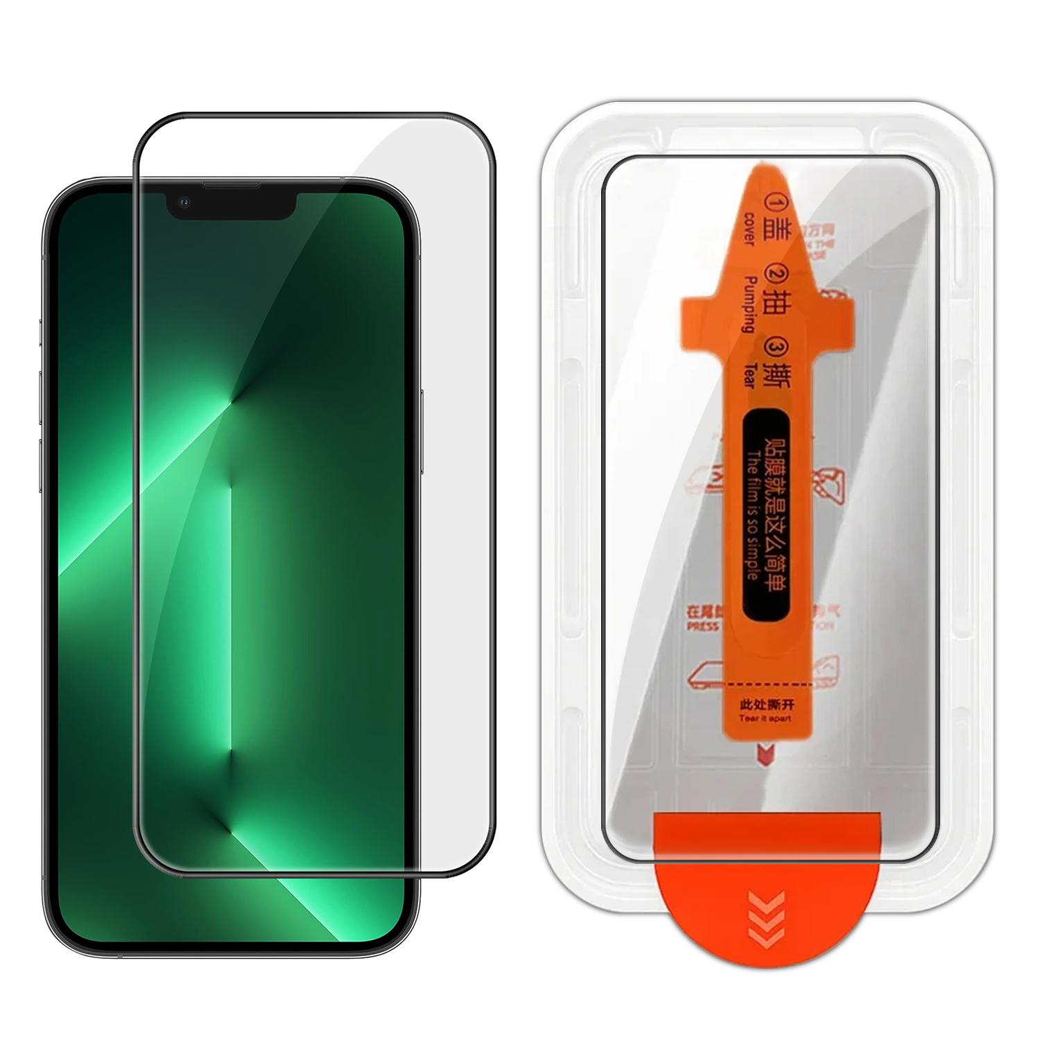 For iPhone 13 Pro Easy Install Box Dust-Free Screen-Printed HD Tempered Glass Film - Shopkiz.com