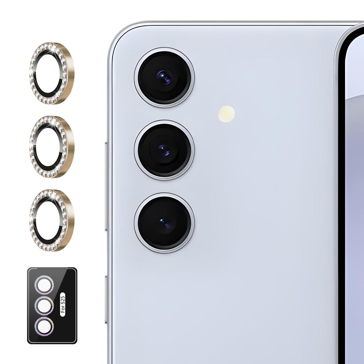 For Samsung Galaxy S26 5G ENKAY AR Anti-reflection Individual Diamond Ring Camera Lens Glass Film(Titanium Gold) - Shopkiz.com