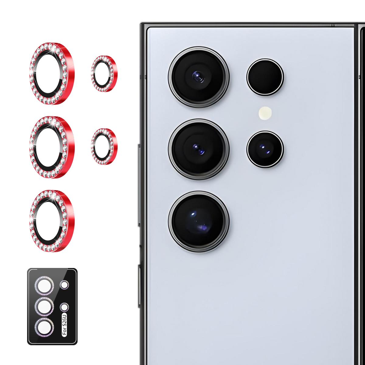 For Samsung Galaxy S26 Ultra 5G ENKAY AR Anti-reflection Individual Diamond Ring Camera Lens Glass Film(Red) - Shopkiz.com