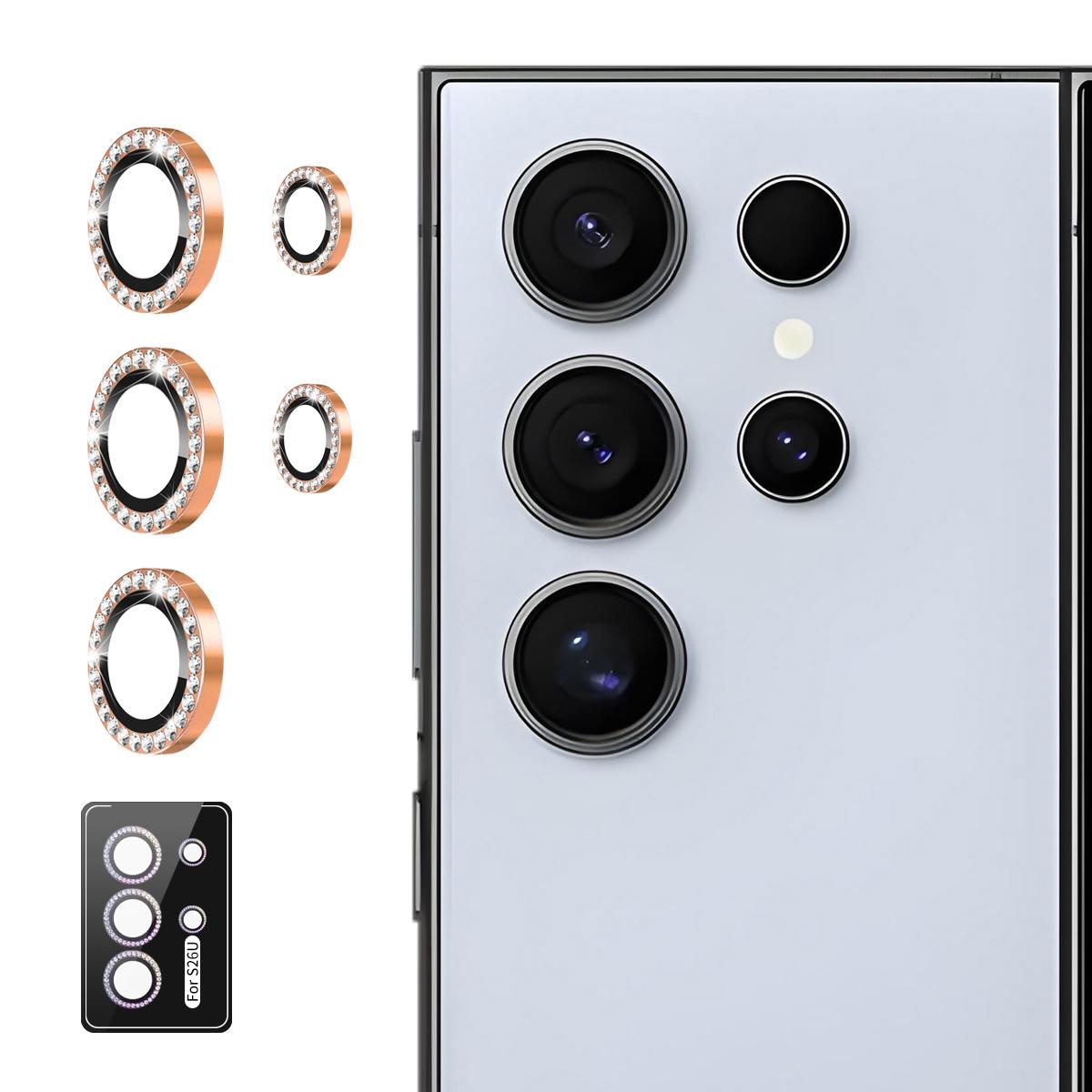 For Samsung Galaxy S26 Ultra 5G ENKAY AR Anti-reflection Individual Diamond Ring Camera Lens Glass Film(Rose Brown) - Shopkiz.com