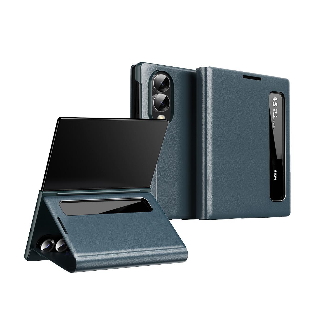 For Galaxy Z Fold8 5G Smart View Window Leather Phone Case(Green) - Shopkiz.com