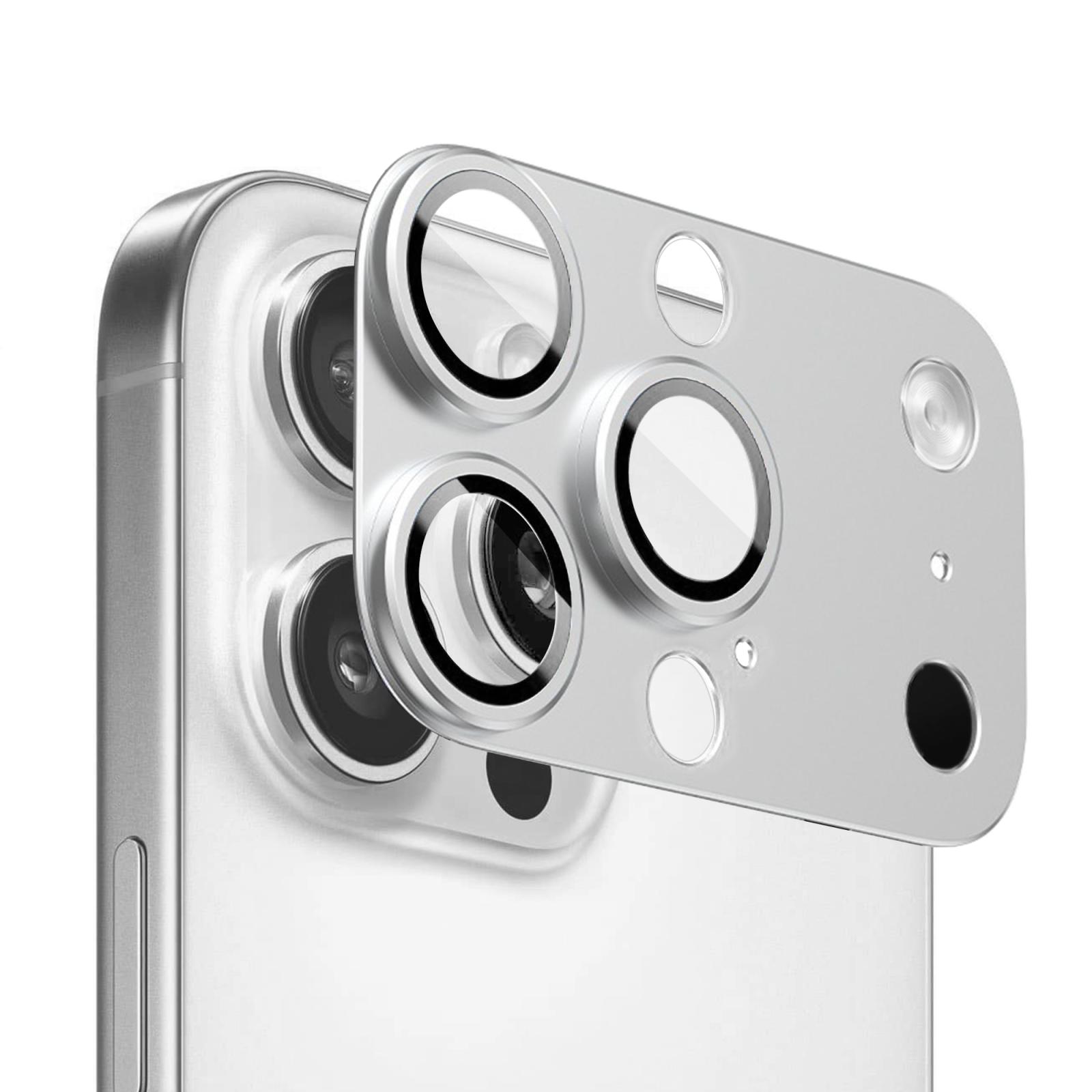 For iPhone 14 Pro Max Kalebol Instant 17 Pro Max Full Coverage Metal Lens Film Protector(Silver) - Shopkiz.com