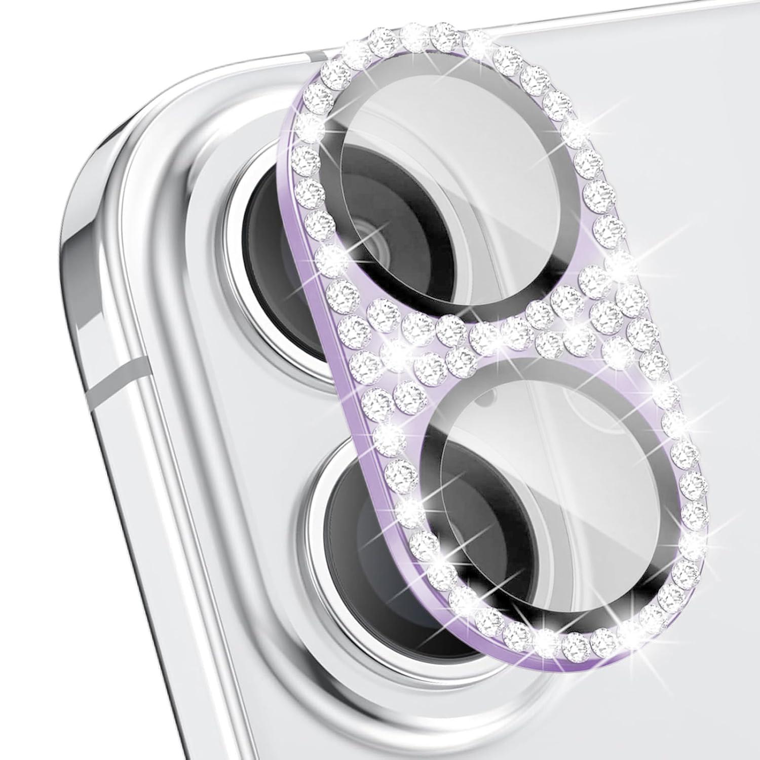 For iPhone 16 Plus Kalebol All-in-One Frosted Metal Armor Diamond-Shine Camera Lens Film(Purple) - Shopkiz.com