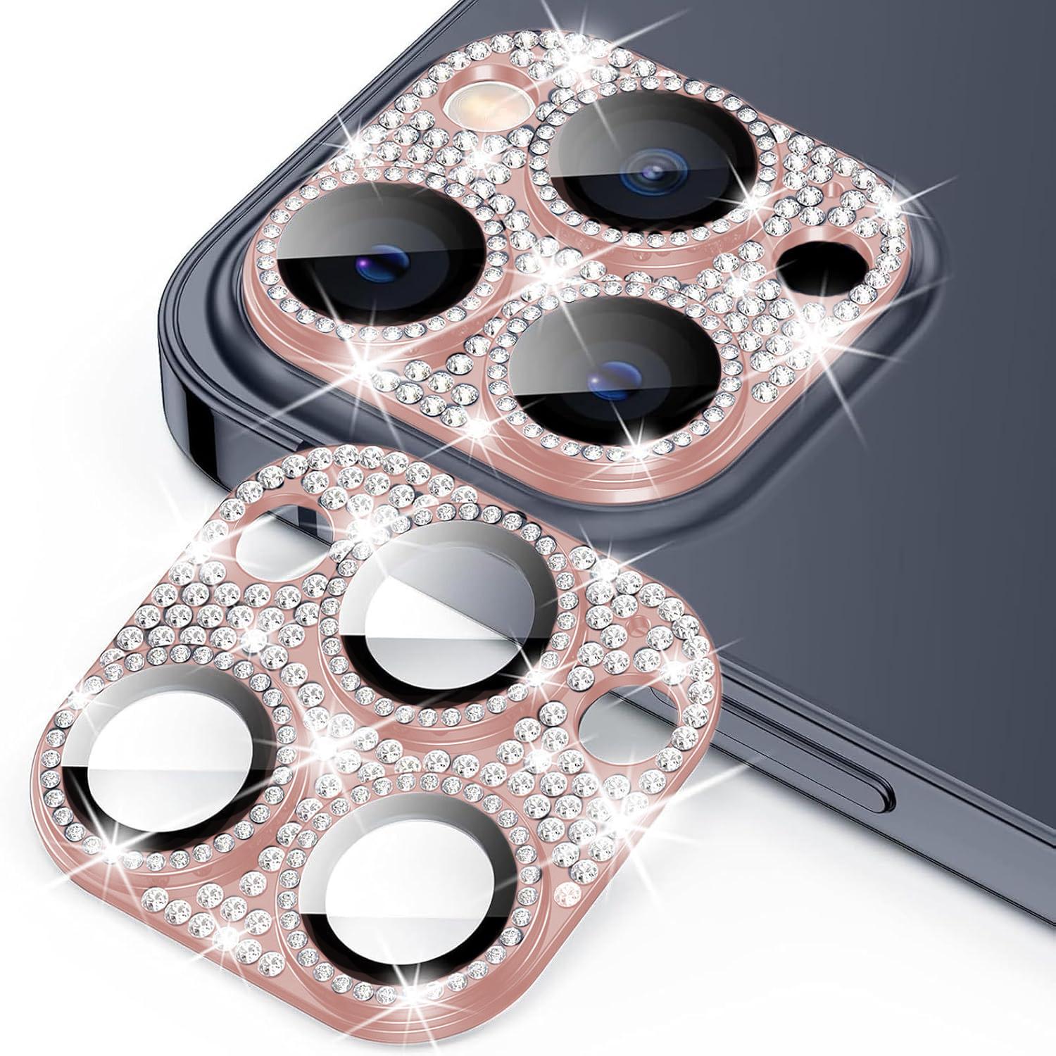 For iPhone 15 Pro Kalebol All-in-One Frosted Metal Armor Diamond-Shine Camera Lens Film(Pink) - Shopkiz.com