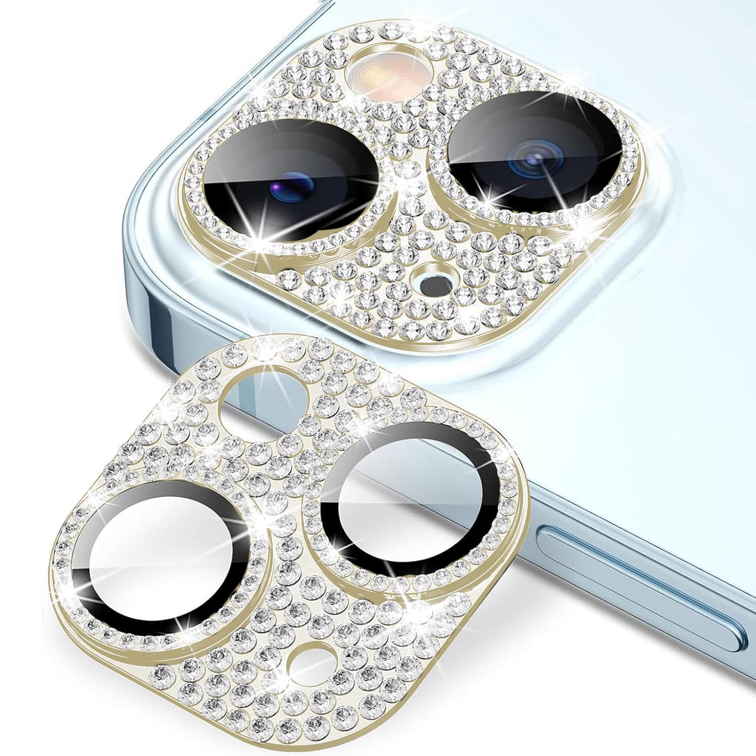 For iPhone 13 Kalebol All-in-One Frosted Metal Armor Diamond-Shine Camera Lens Film(Gold) - Shopkiz.com
