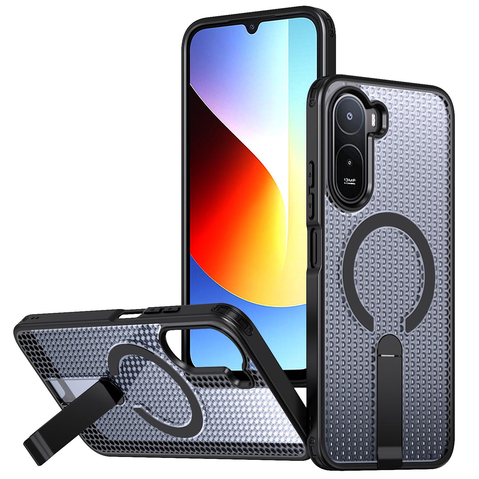 For Redmi A7 Pro 4G / 5G 171mm Kalebol Honeycomb Cooling MagSafe Holder Phone Case(Black) - Shopkiz.com