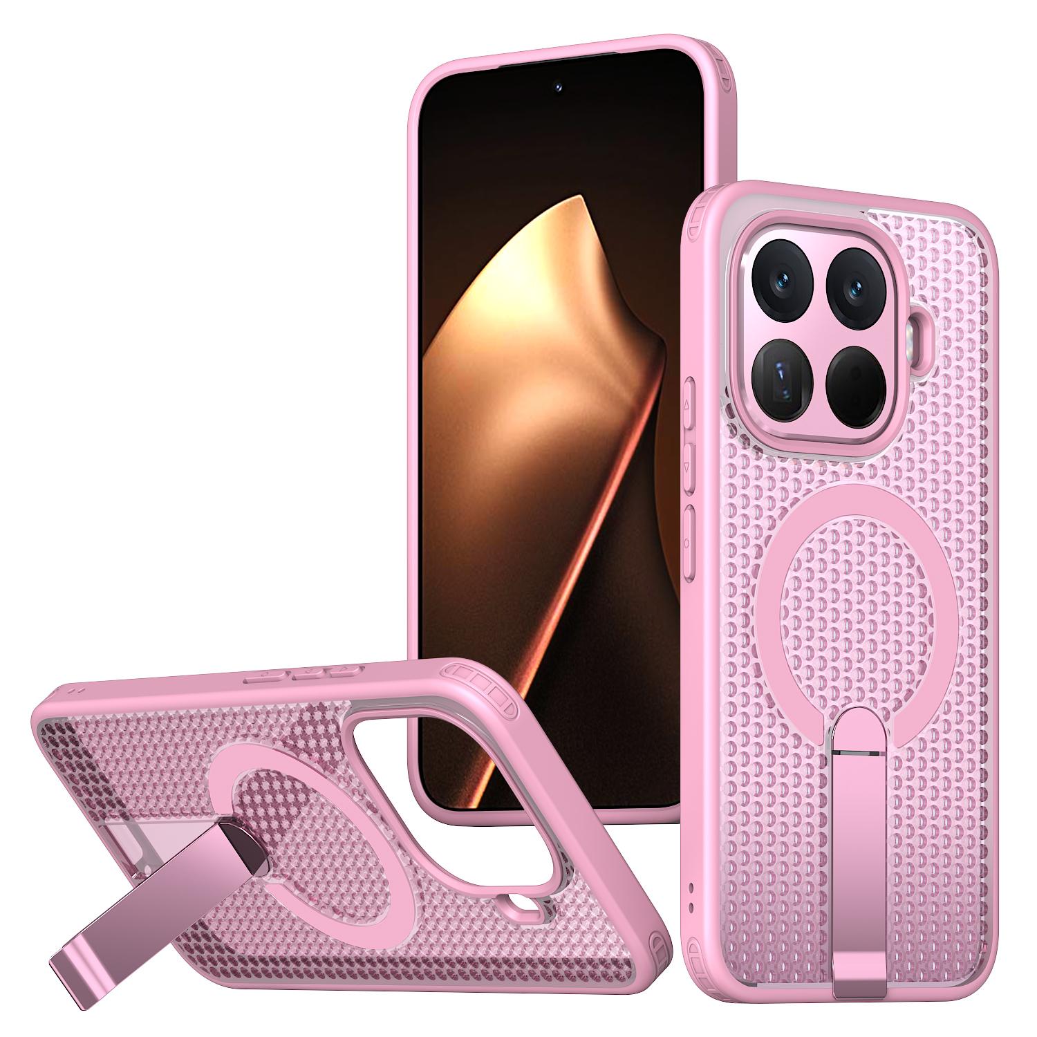 For Xiaomi 15T Pro 5G Kalebol Honeycomb Cooling MagSafe Holder Phone Case(Cherry Blossom Pink) - Shopkiz.com